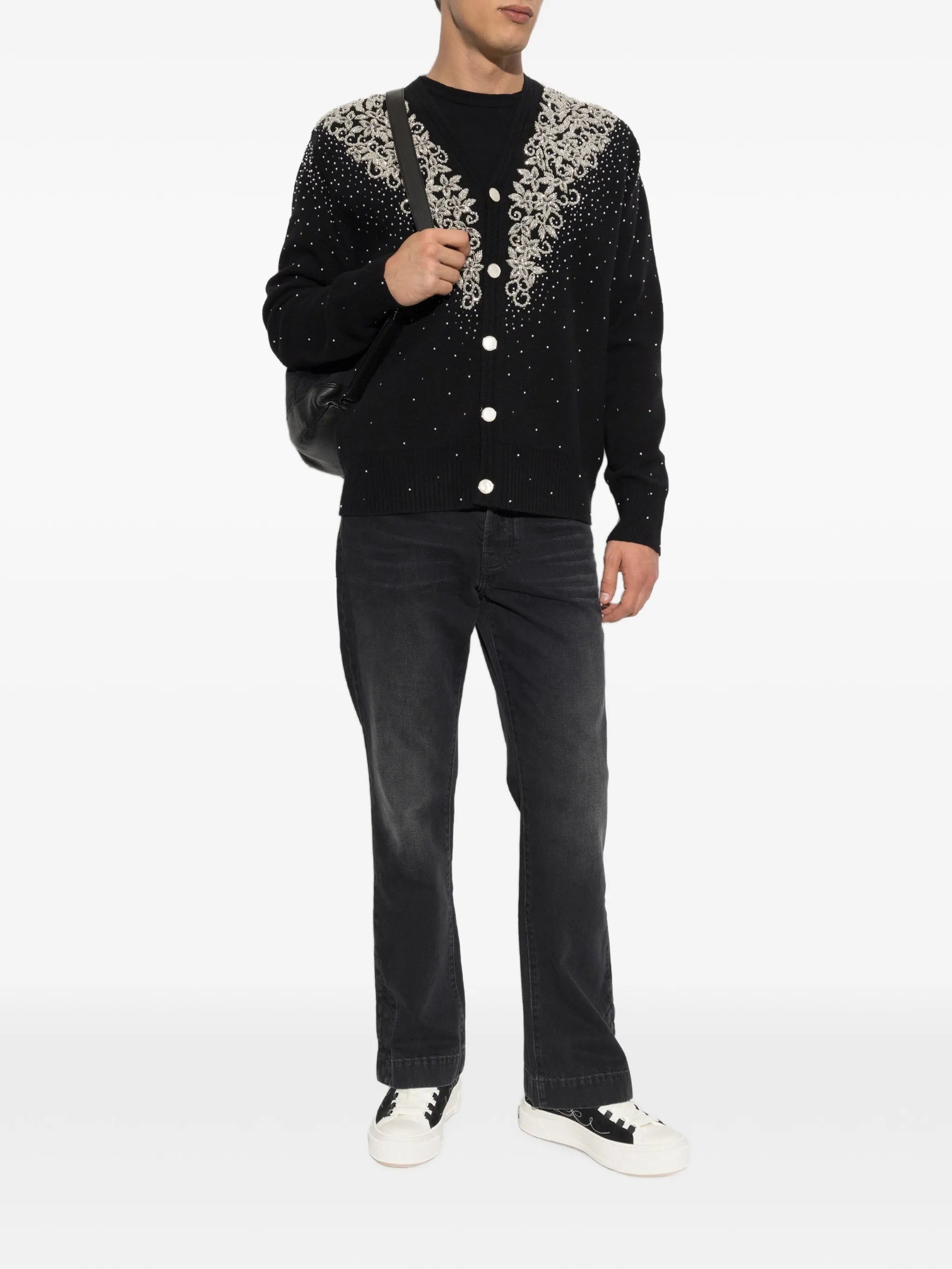 beaded floral-embroidered cardigan