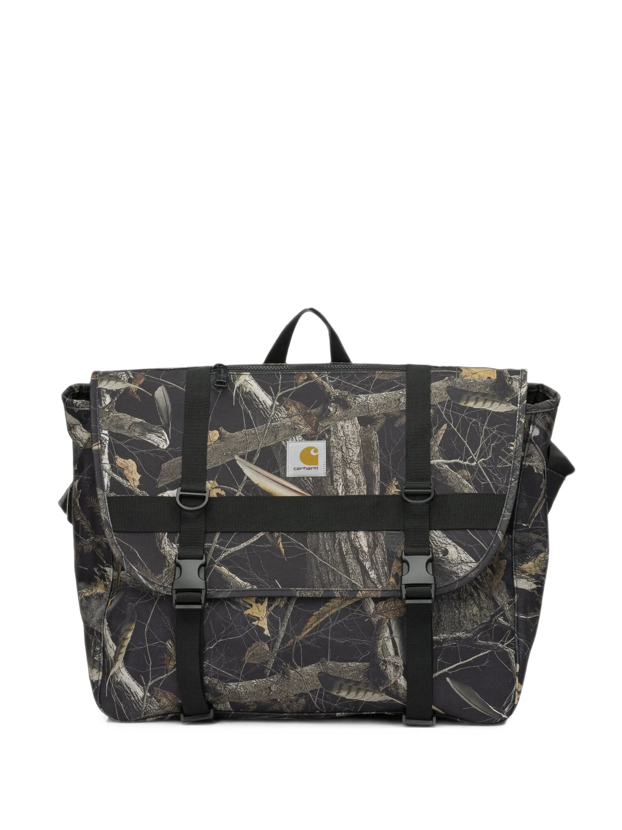 camouflage-print buckle-fastening shoulder bag