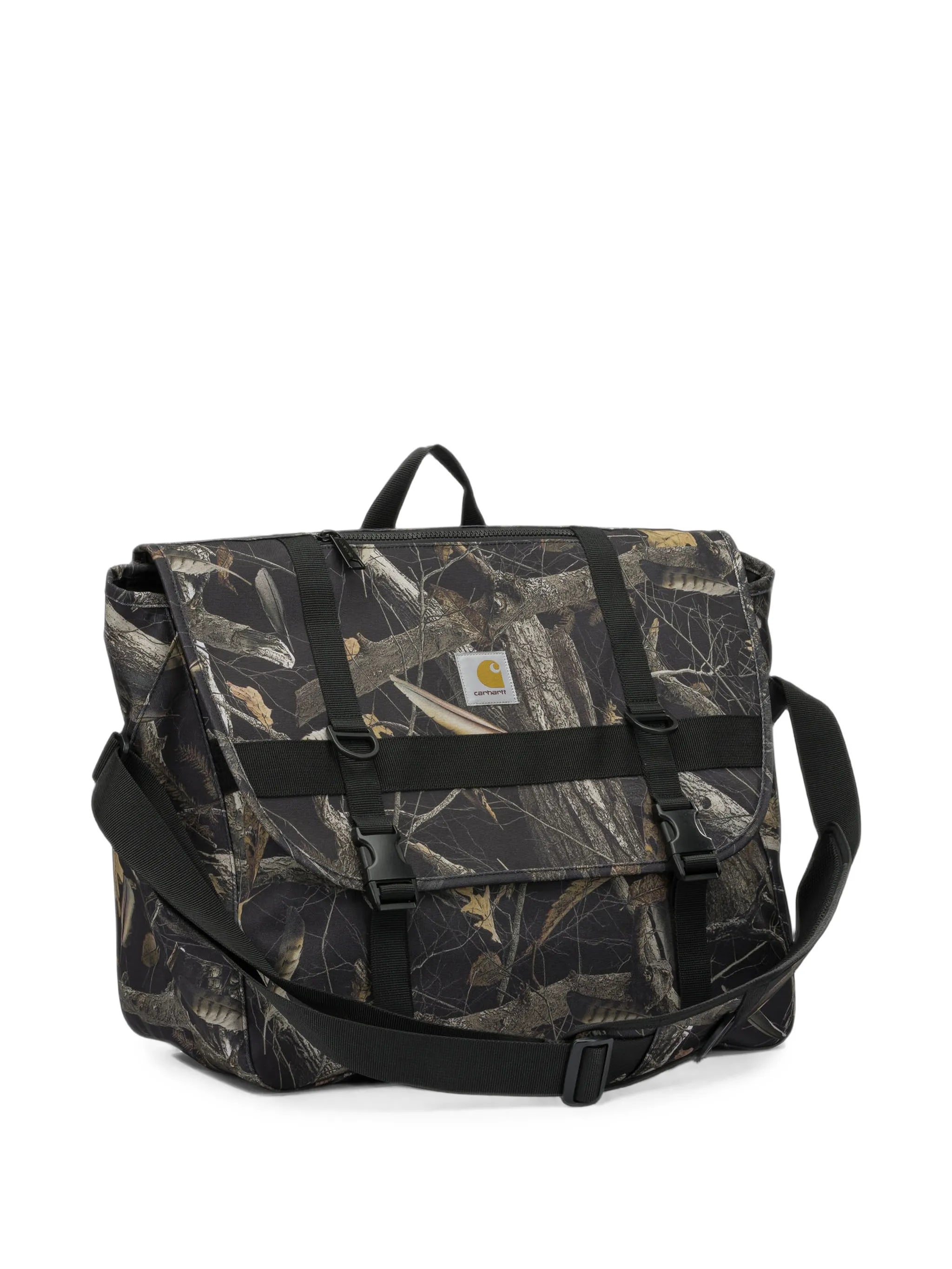 camouflage-print buckle-fastening shoulder bag