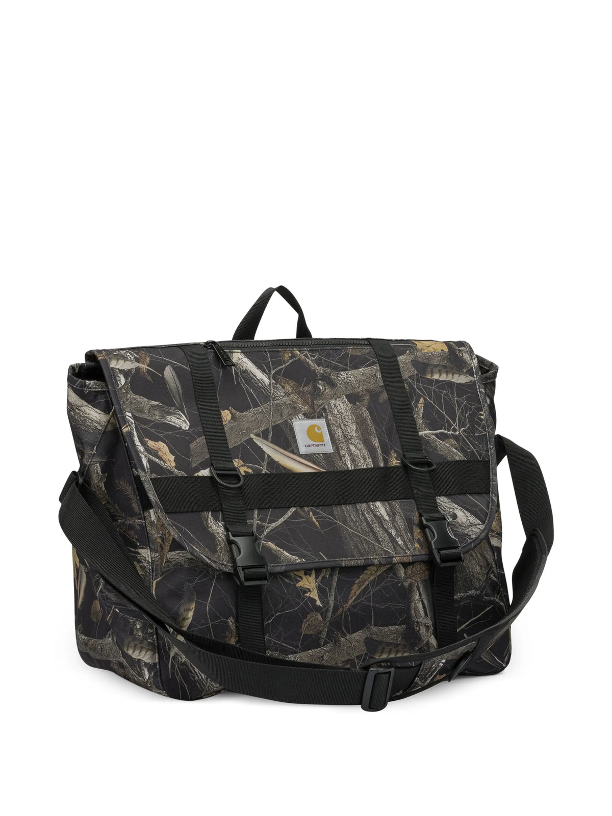 camouflage-print buckle-fastening shoulder bag