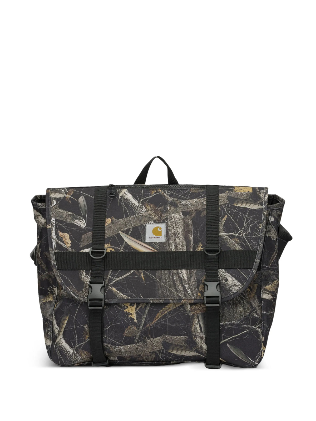 camouflage-print buckle-fastening shoulder bag