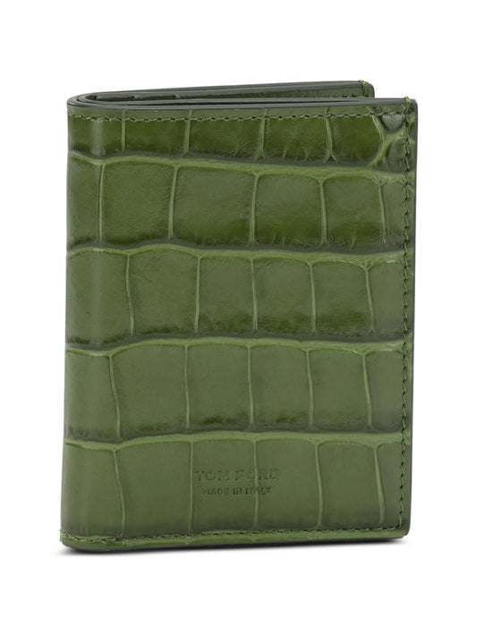 crocodile-effect leather wallet