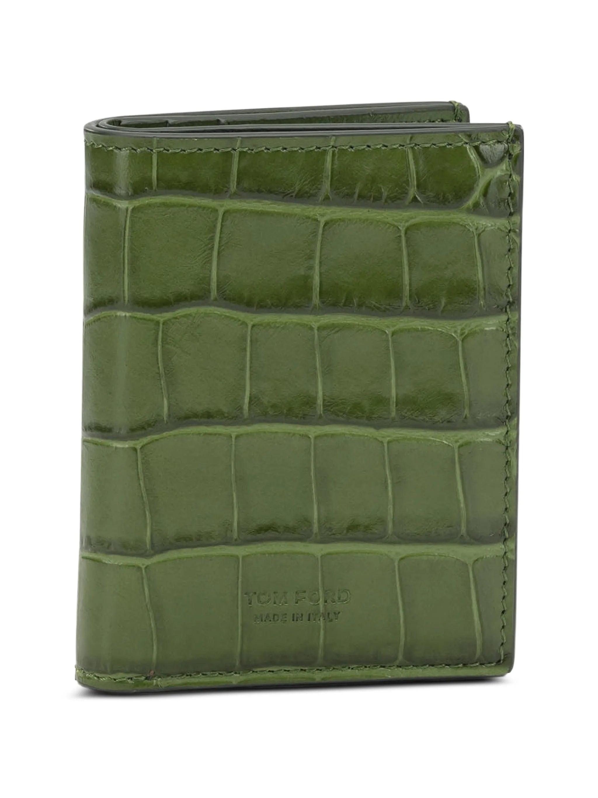 crocodile-effect leather wallet