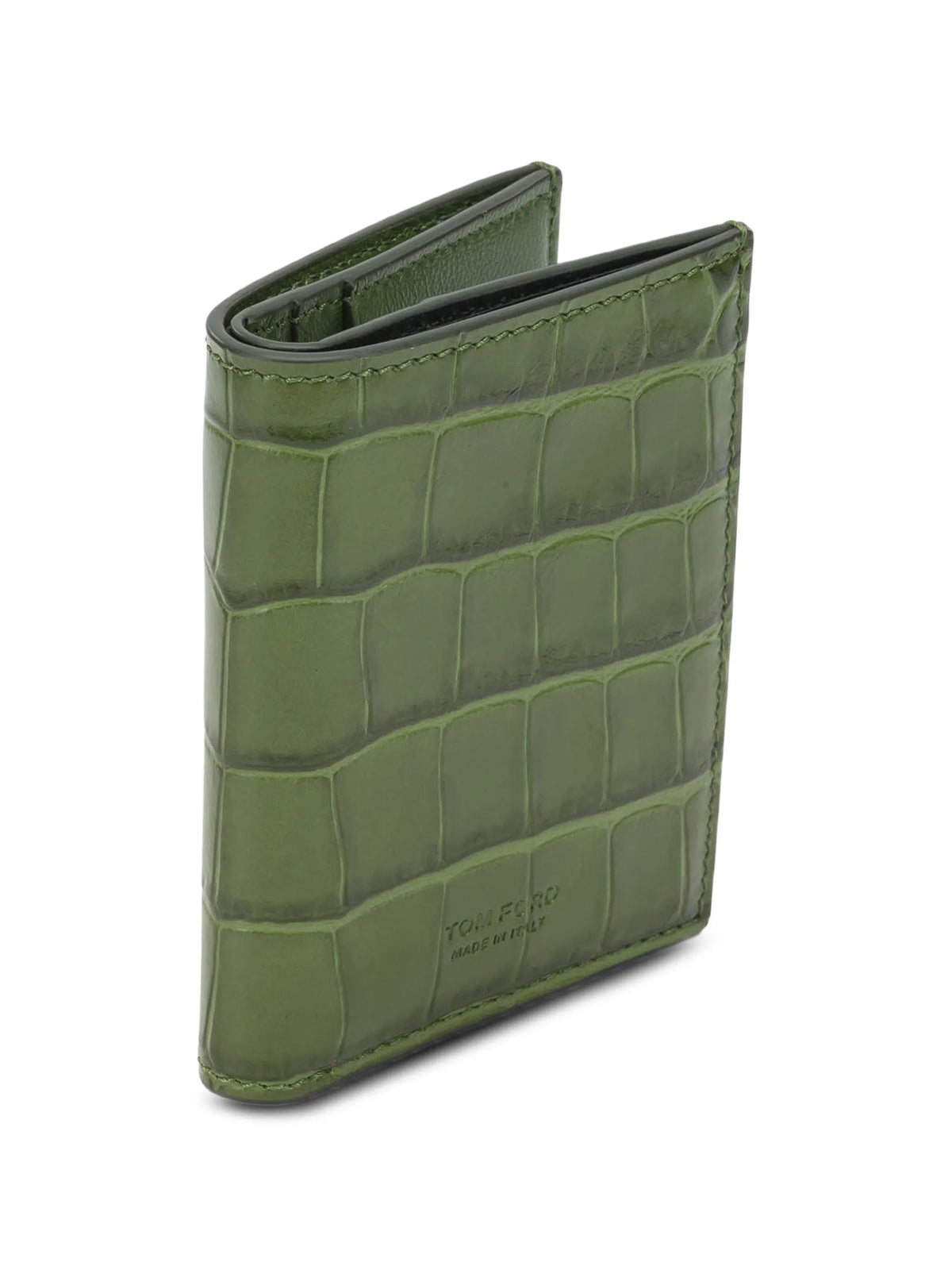crocodile-effect leather wallet