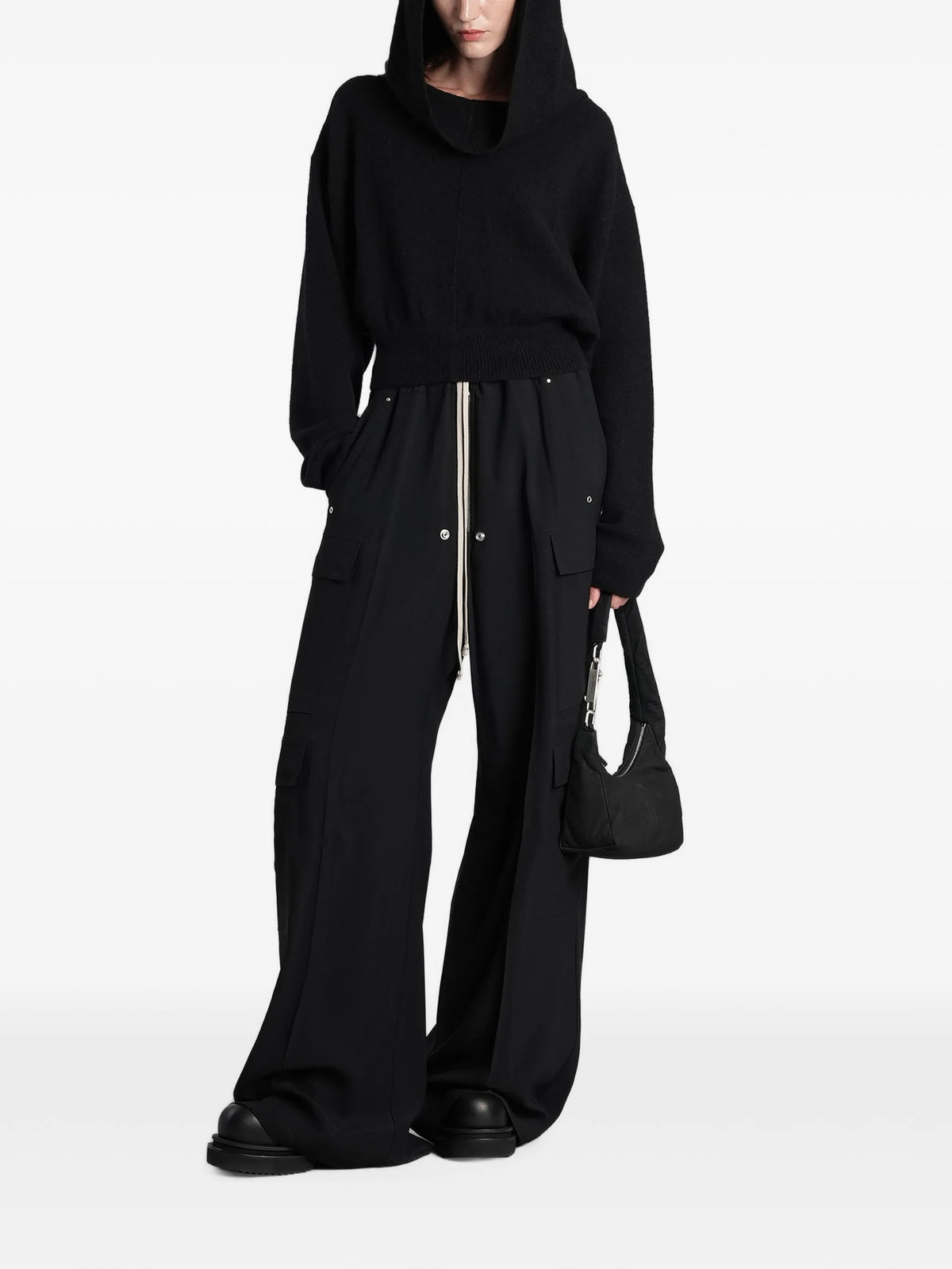 ribbed-knit hoodie