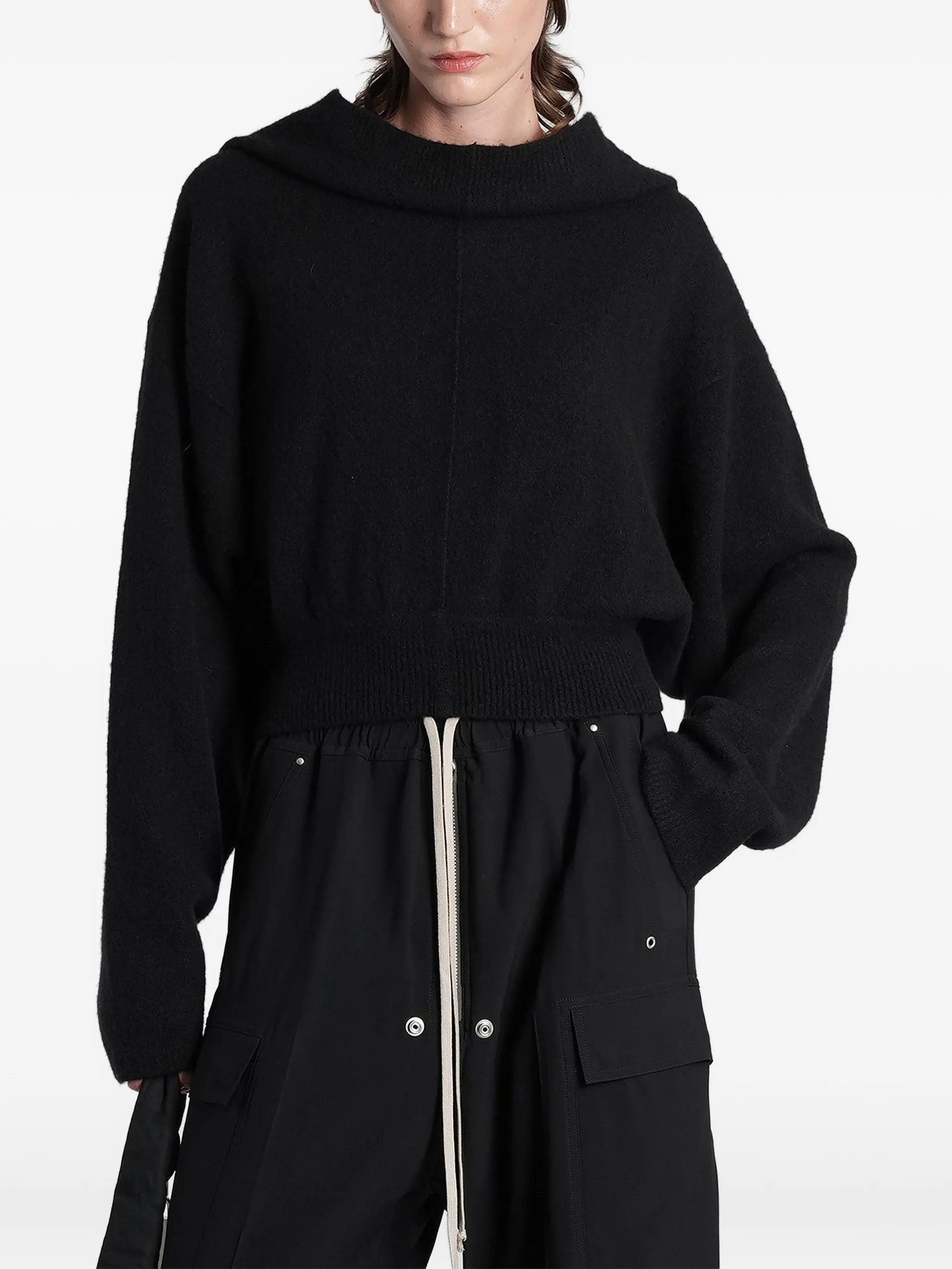 ribbed-knit hoodie