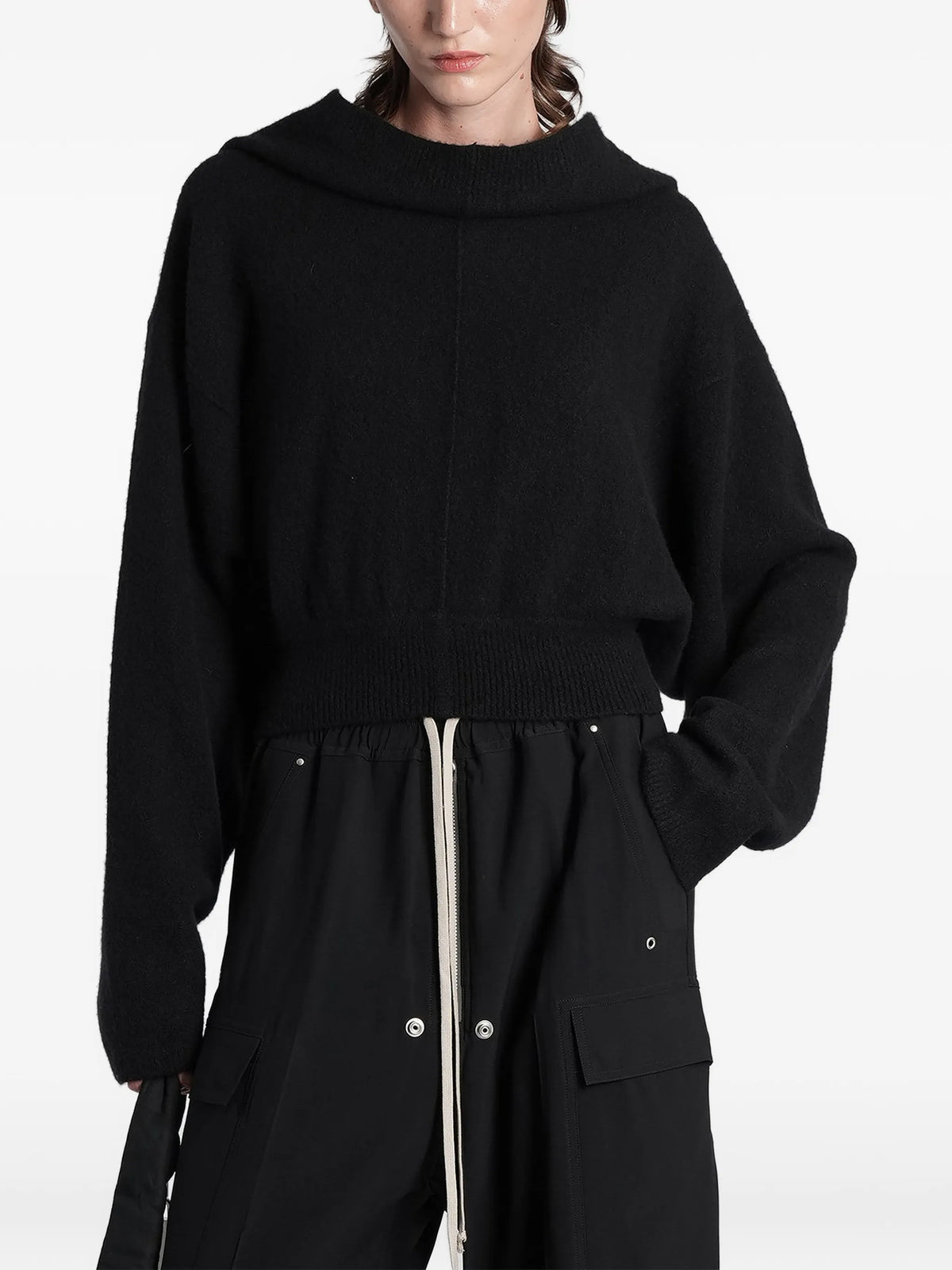 ribbed-knit hoodie