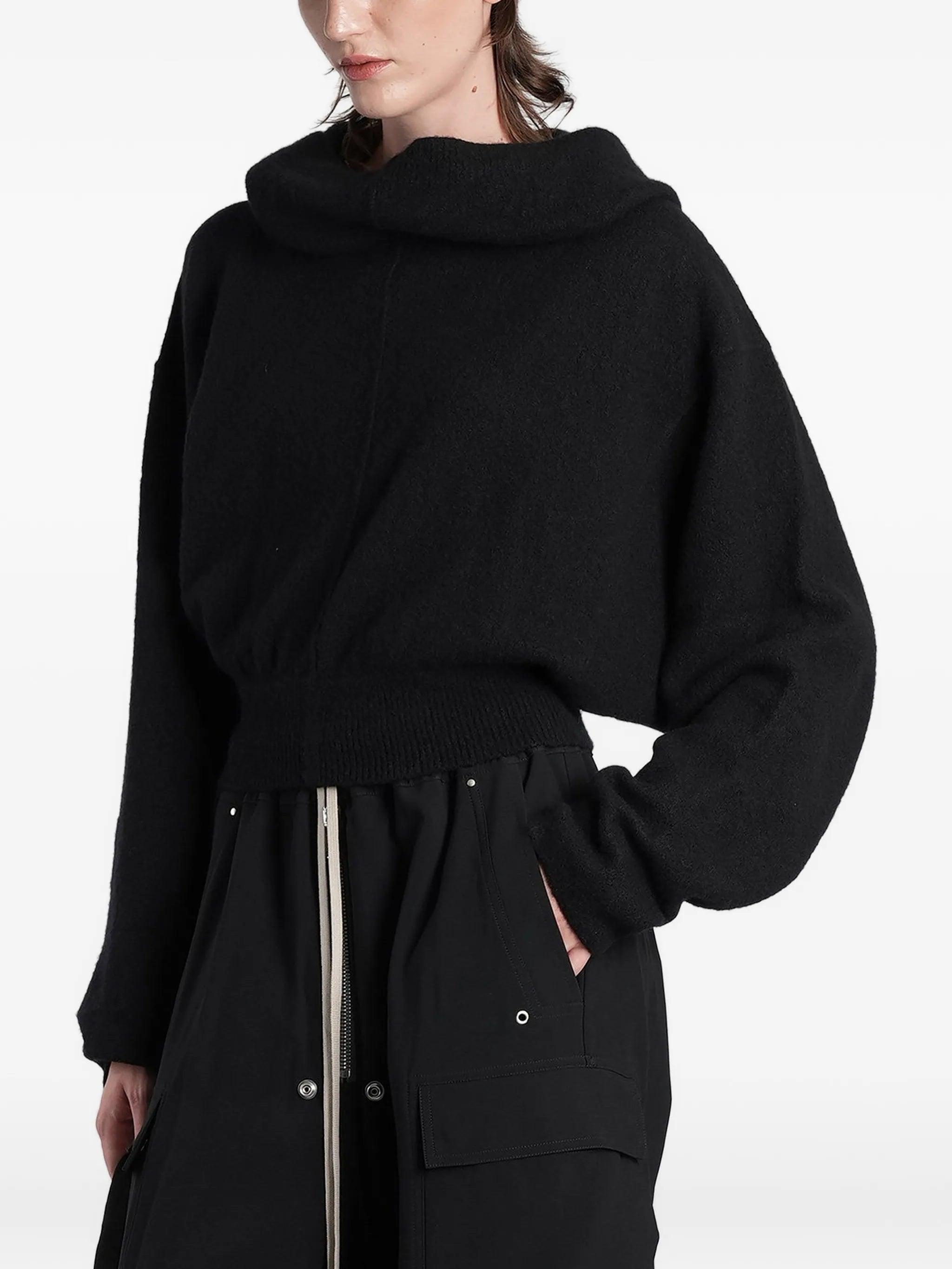 ribbed-knit hoodie