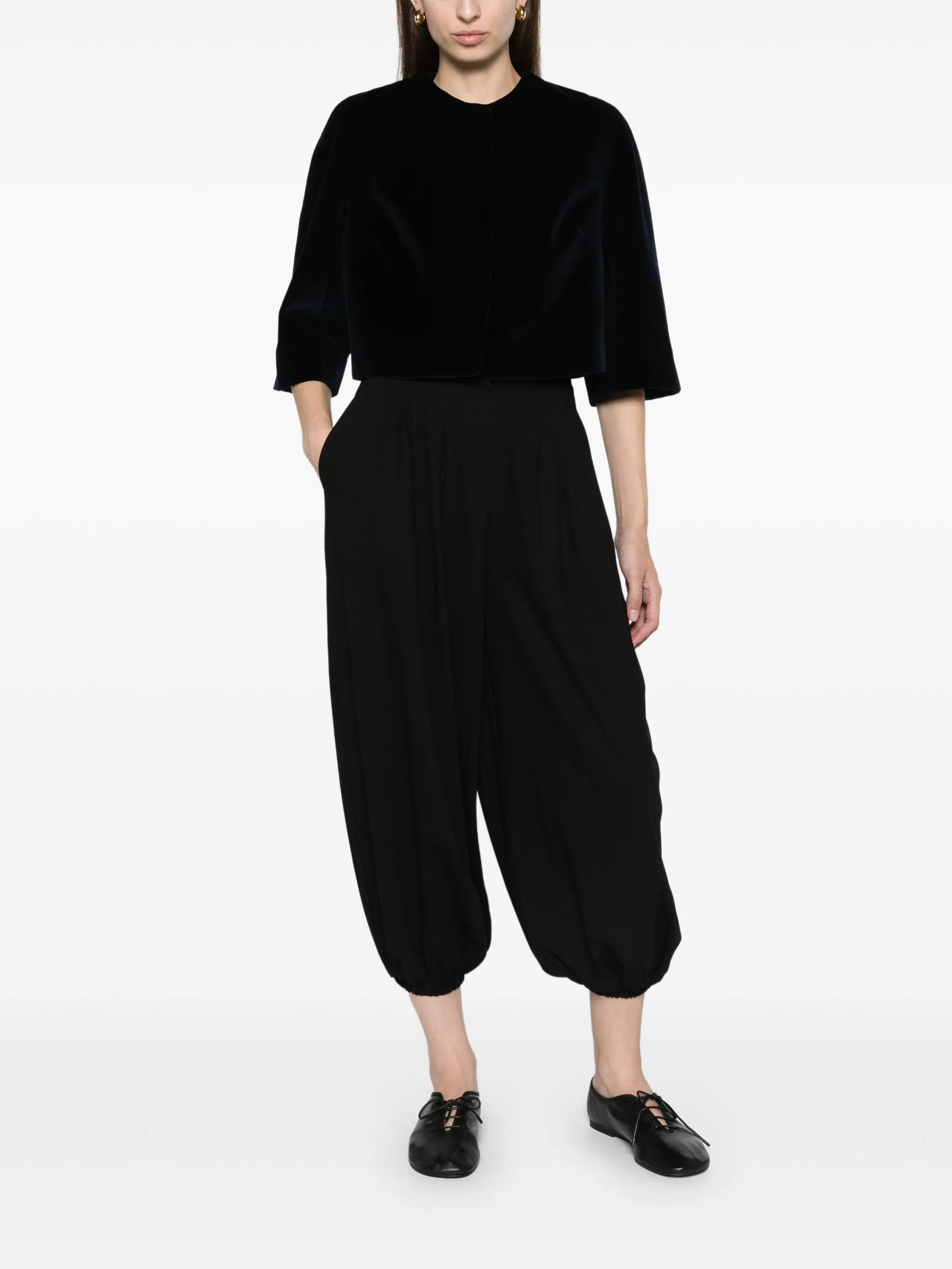 embellished velvet cropped evening jacket