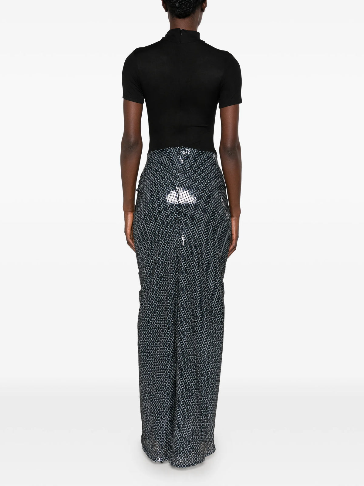 sequin-embellished ruched gown