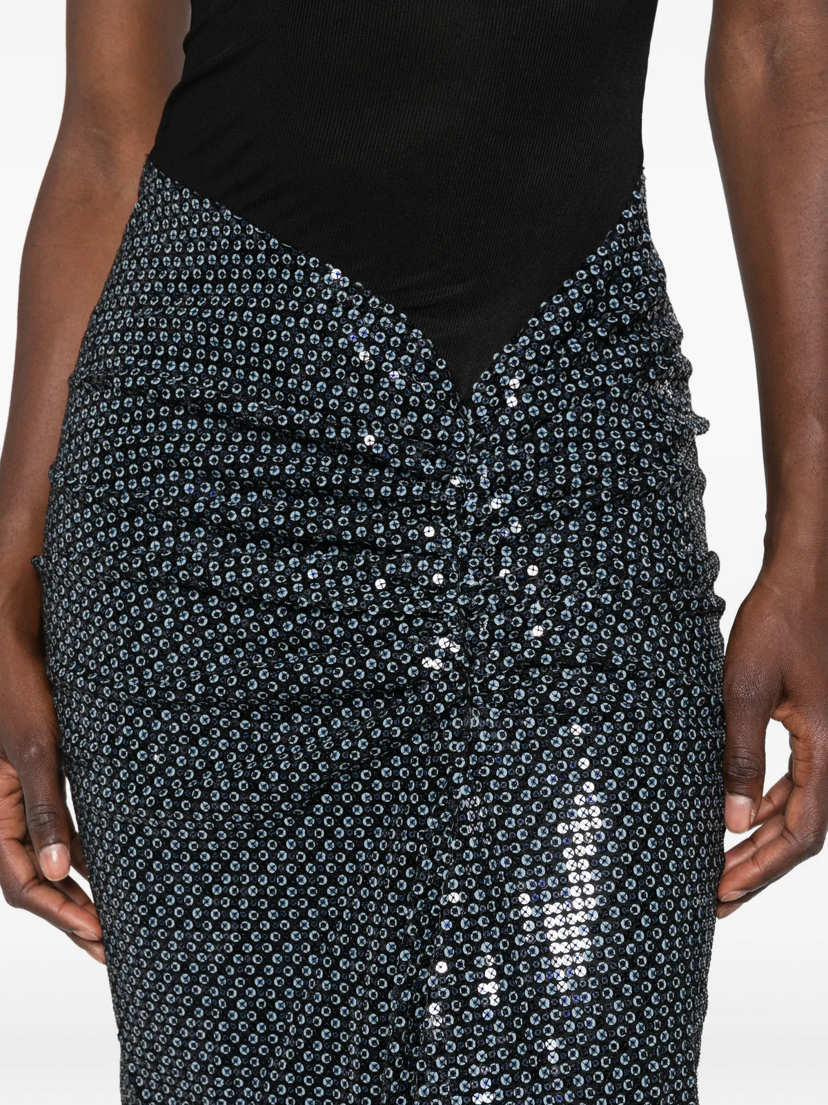 sequin-embellished ruched gown