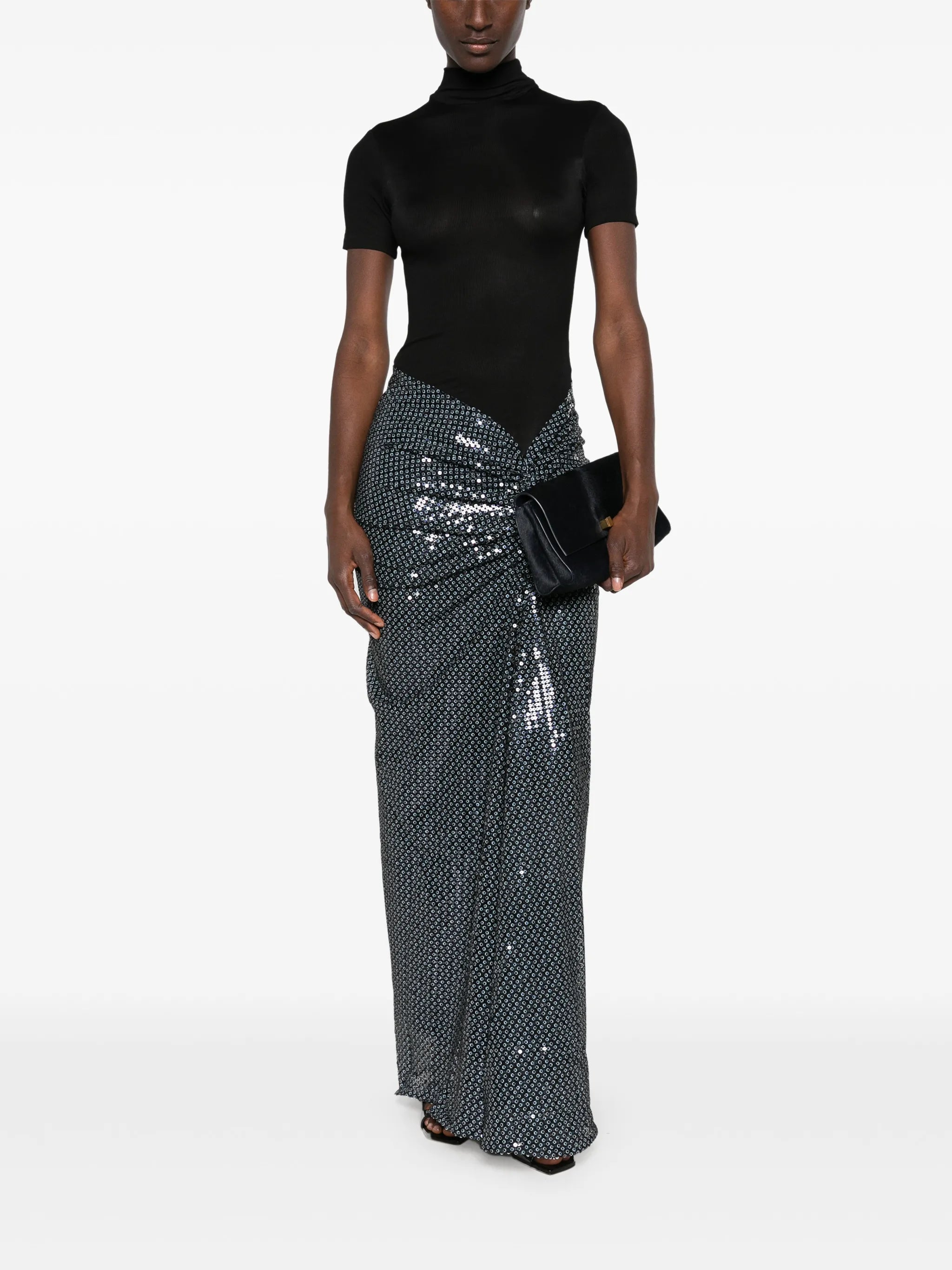 sequin-embellished ruched gown