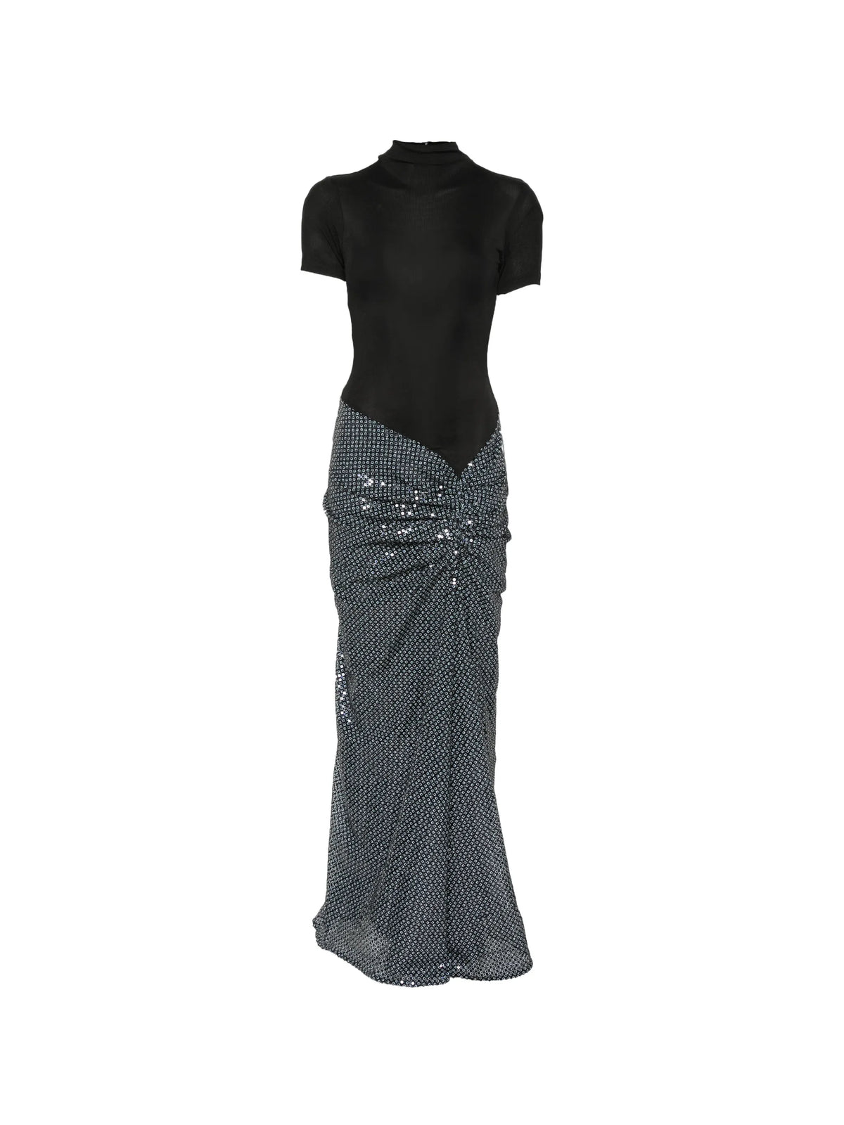 sequin-embellished ruched gown
