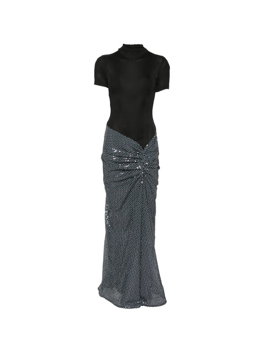 sequin-embellished ruched gown