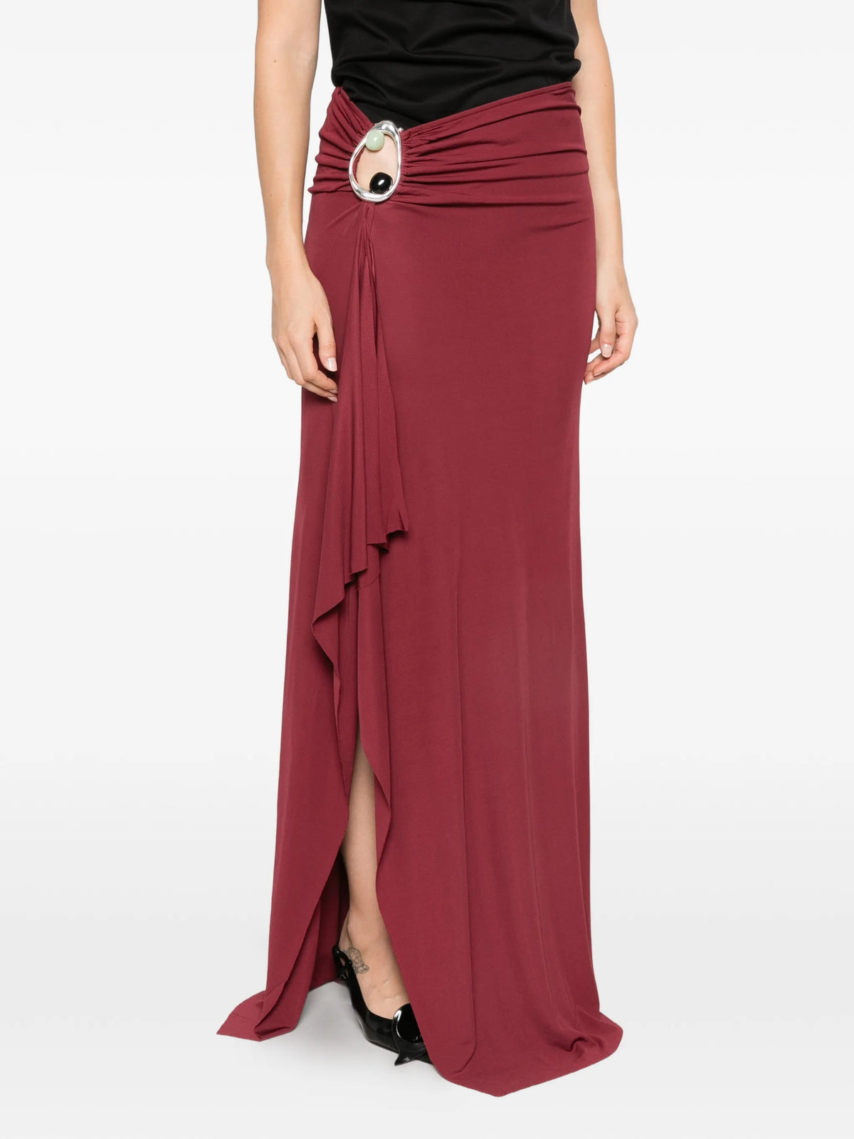 Orica crystal-embellished ruched maxi skirt
