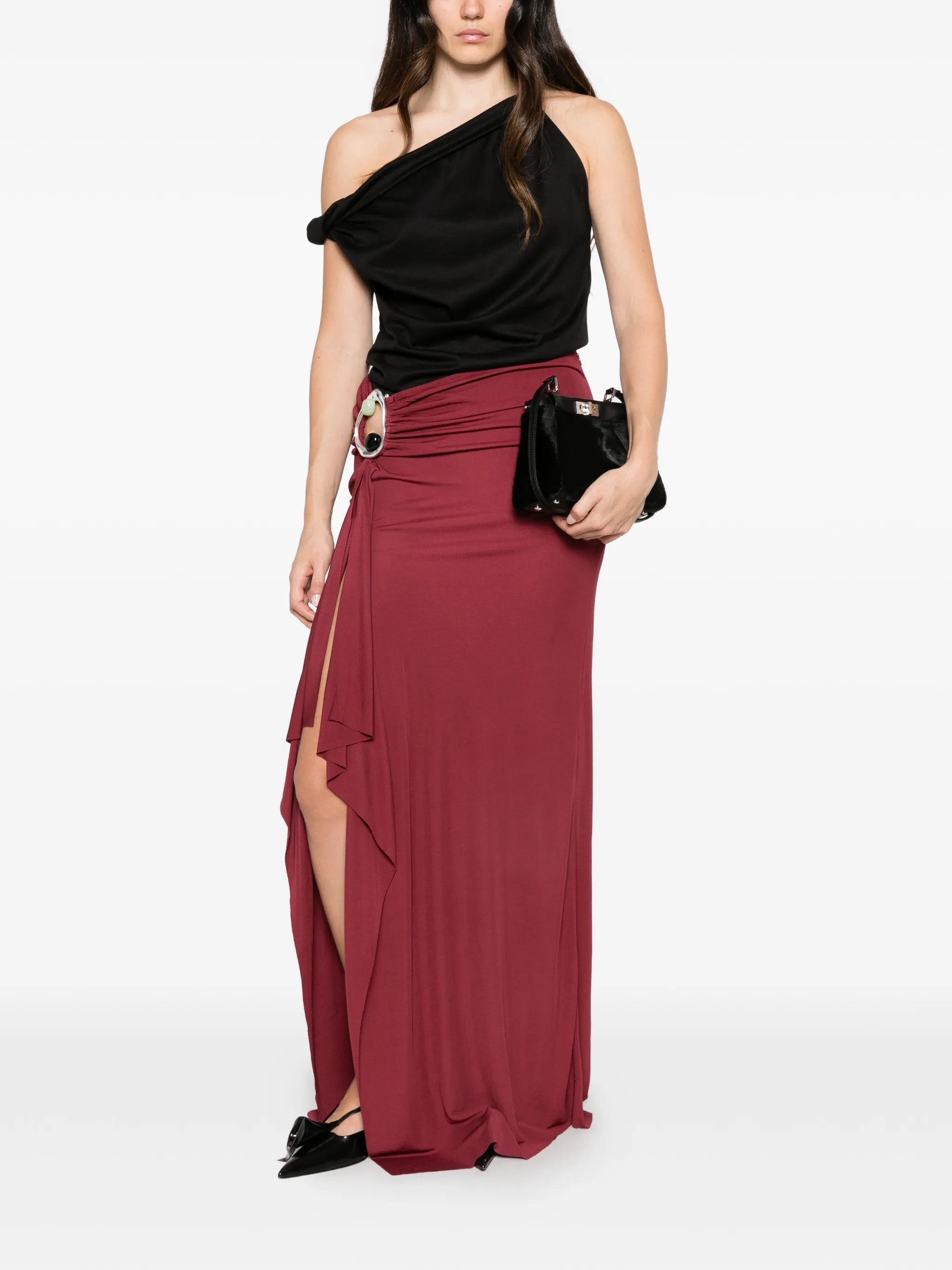 Orica crystal-embellished ruched maxi skirt
