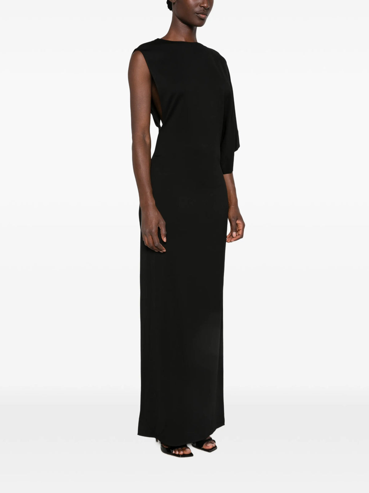 draped-sleeve cut-out gown maxi dress