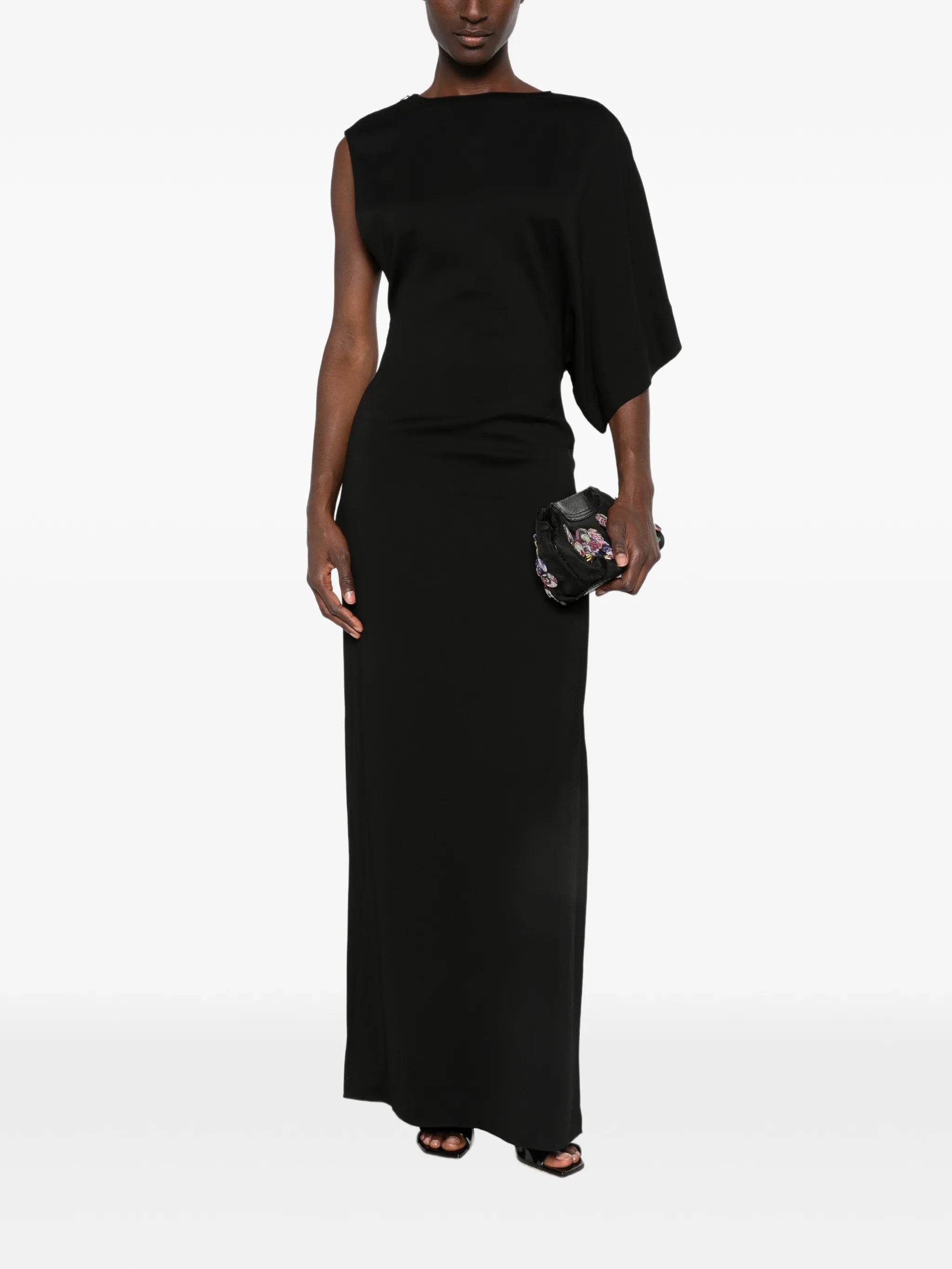 draped-sleeve cut-out gown maxi dress