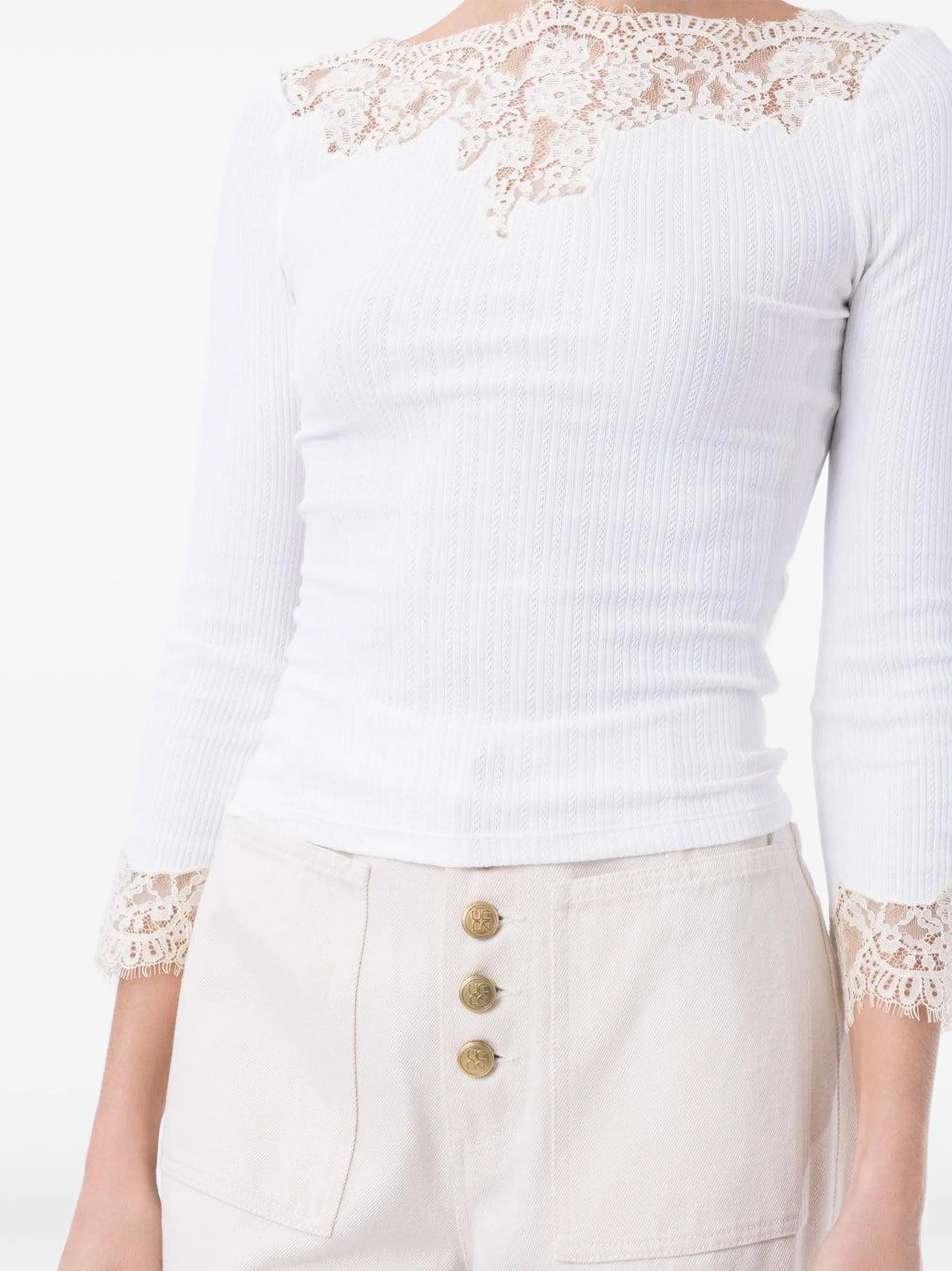 Riana lace-trim T-shirt