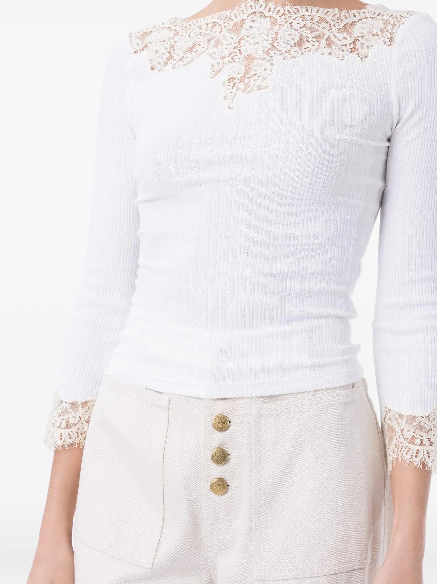 Riana lace-trim T-shirt