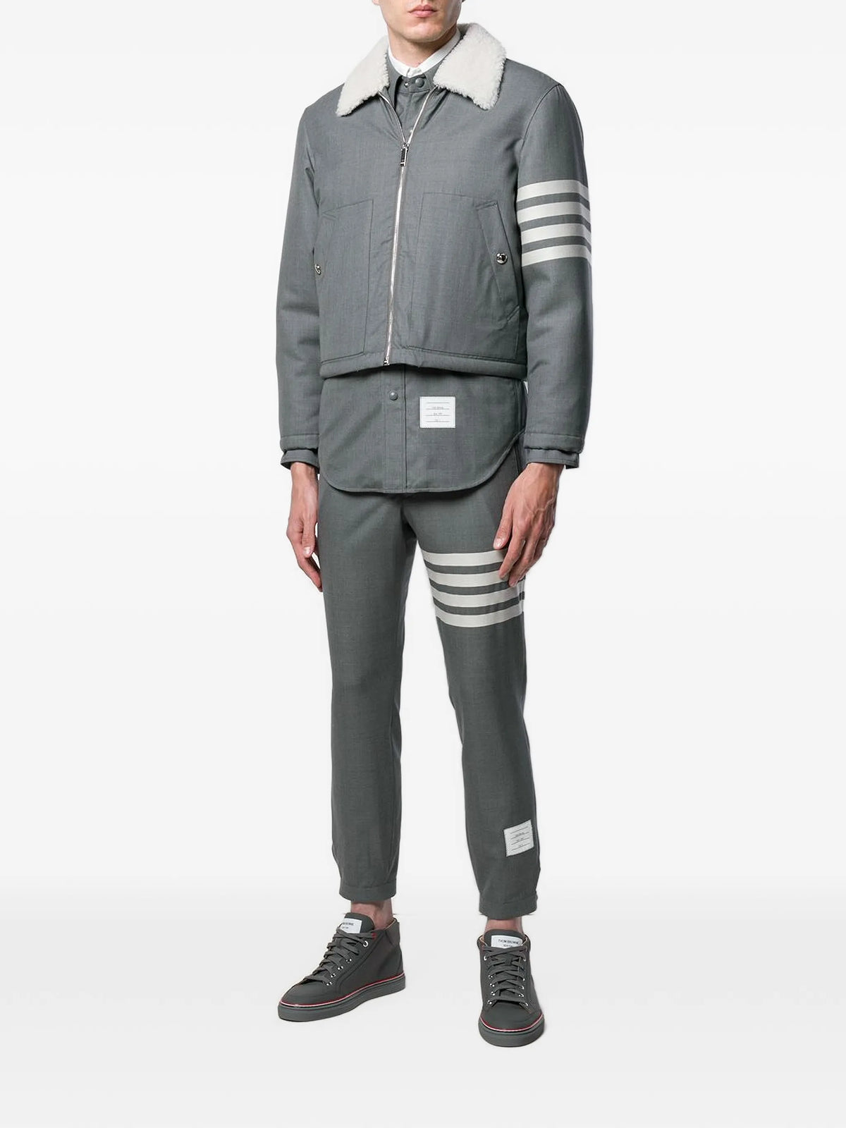 plain weave 4-bar shirt jacket
