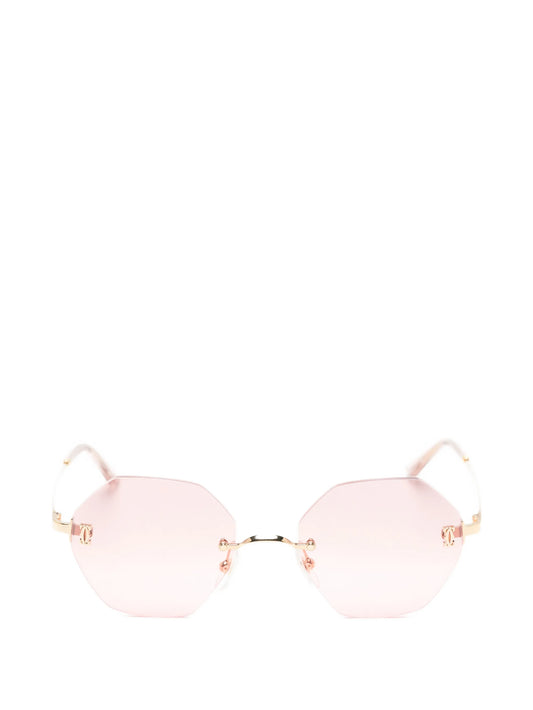 rimless geometric-frame sunglasses