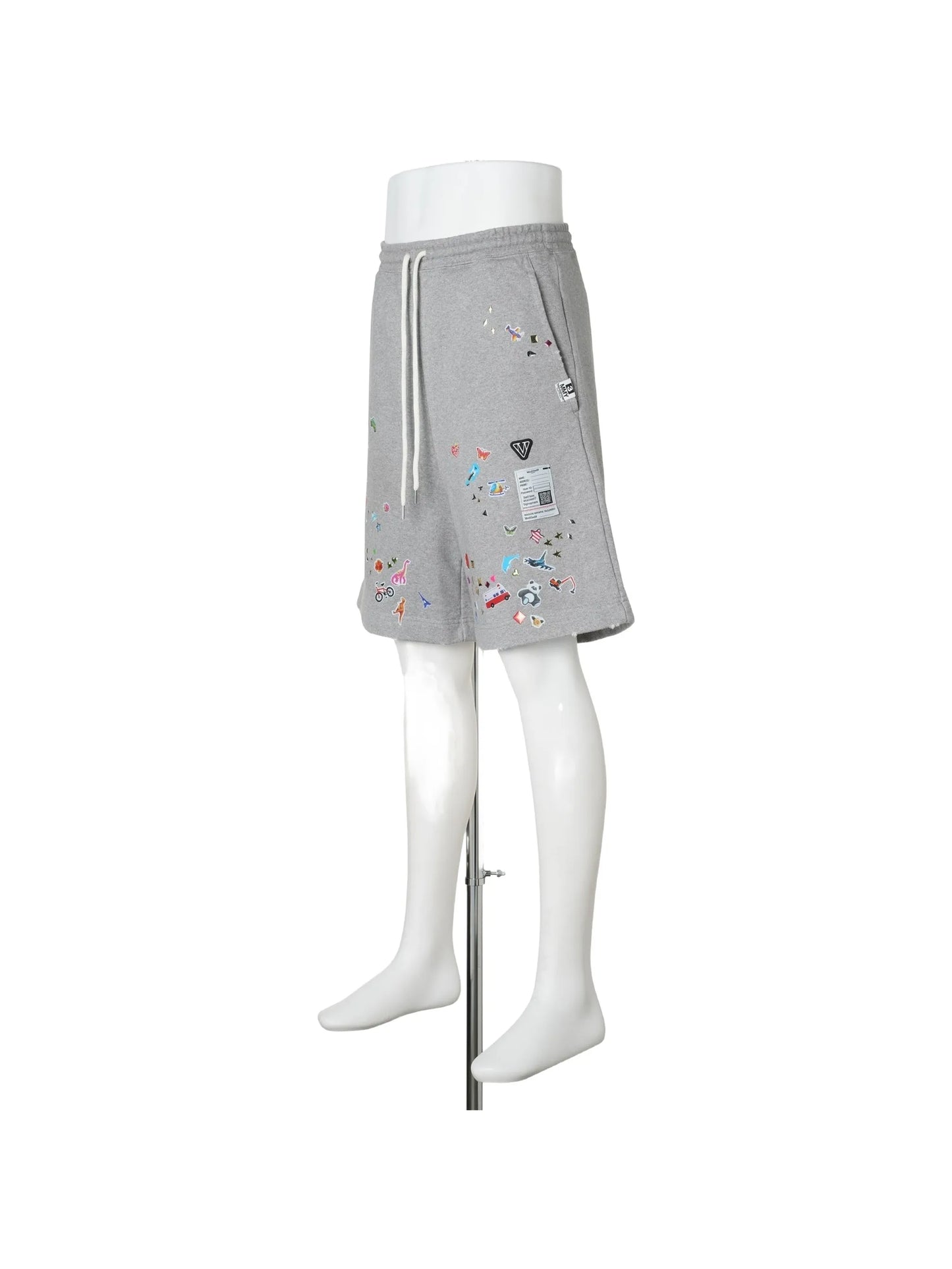 kids-sticker printed sweat shorts