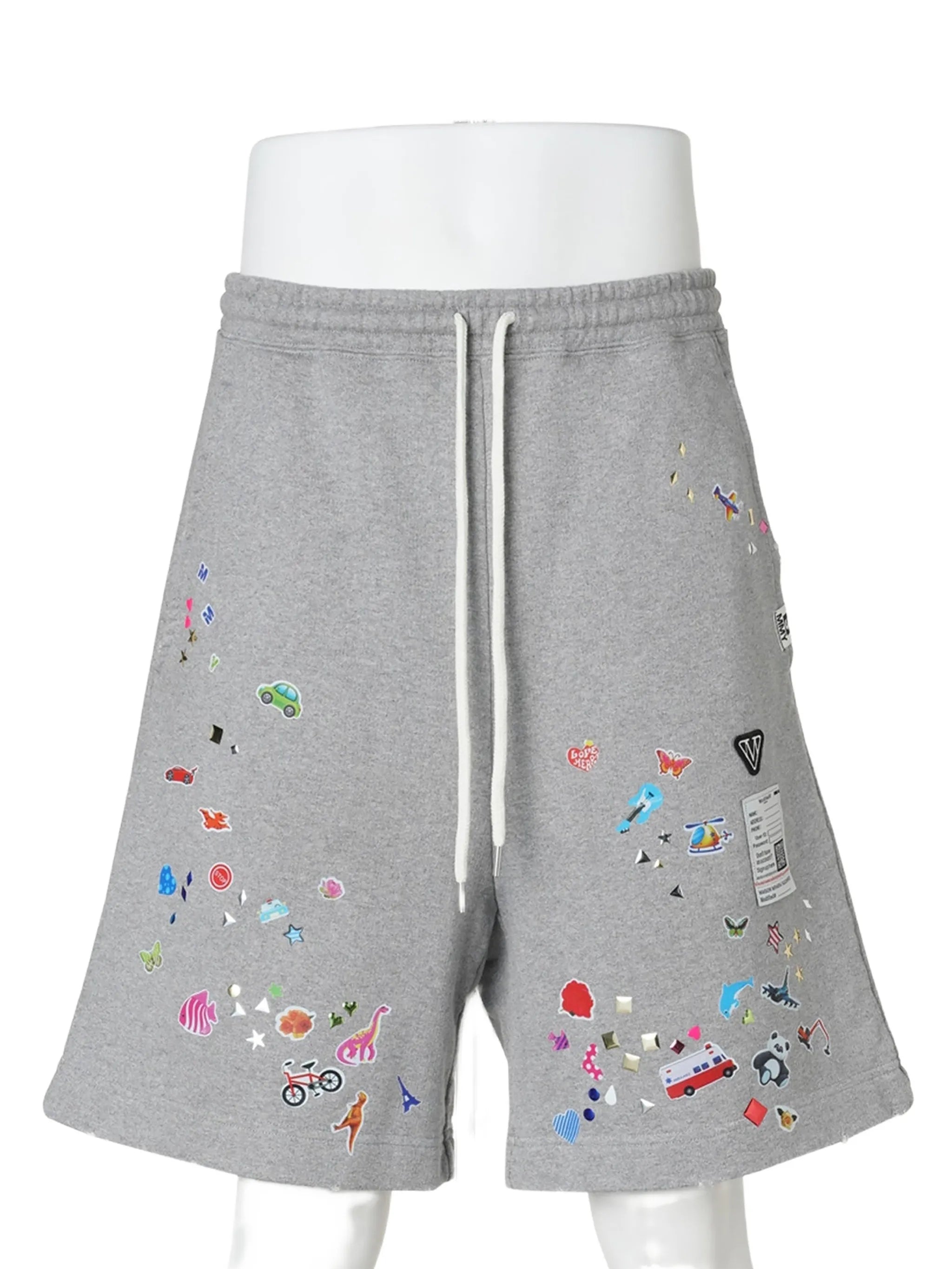 kids-sticker printed sweat shorts