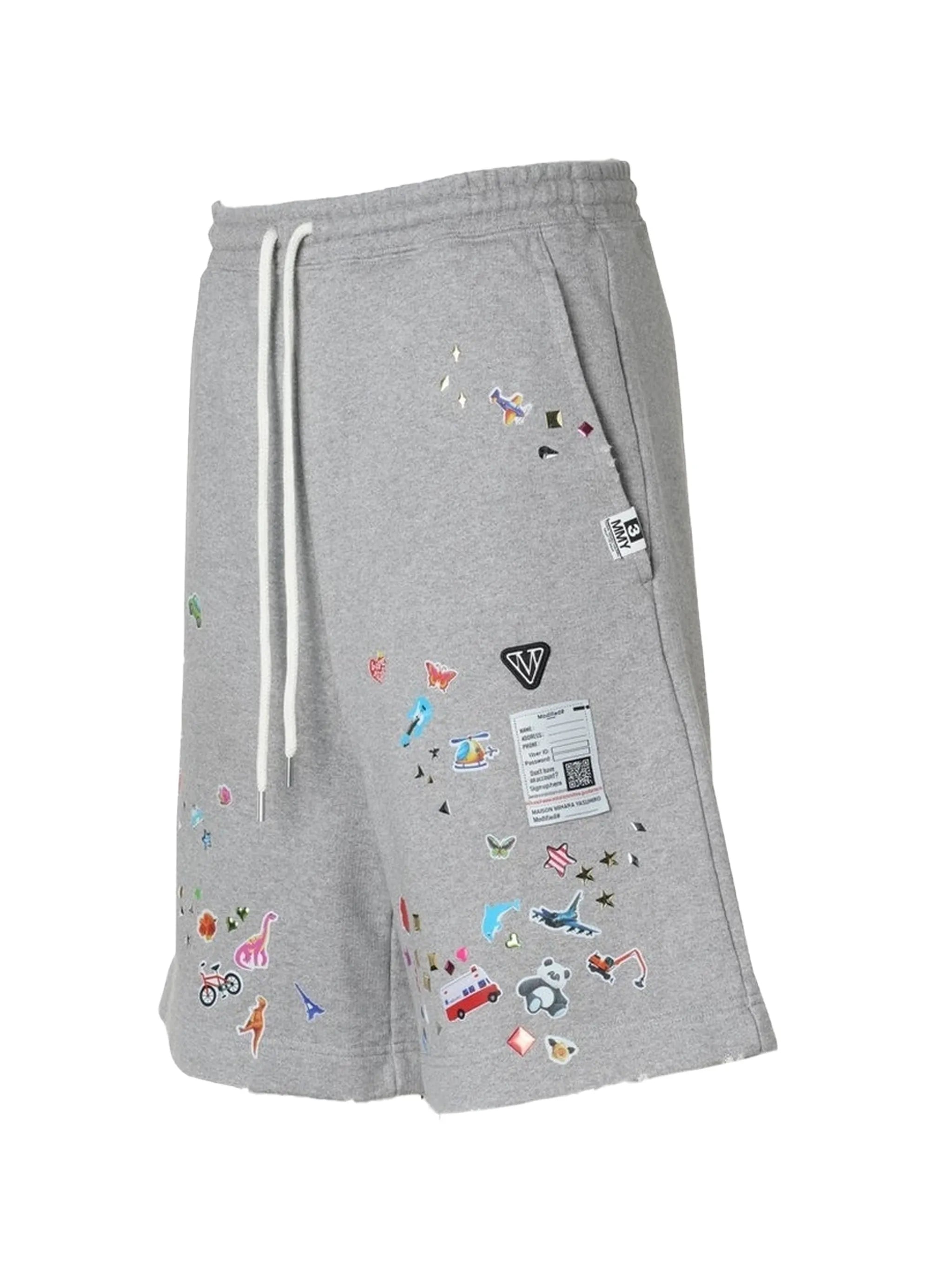 kids-sticker printed sweat shorts