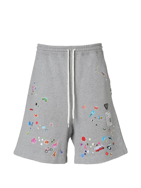 kids-sticker printed sweat shorts
