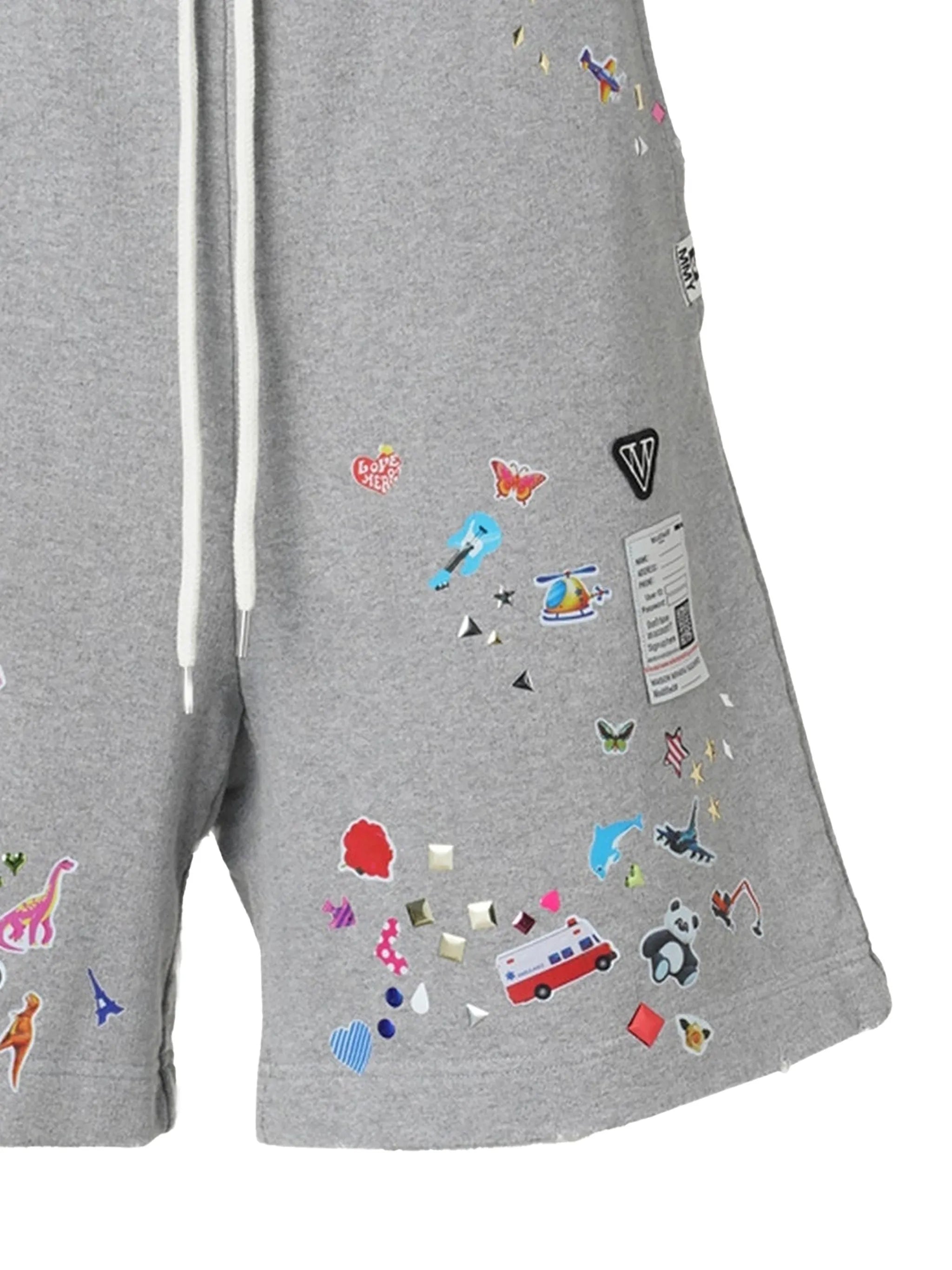 kids-sticker printed sweat shorts