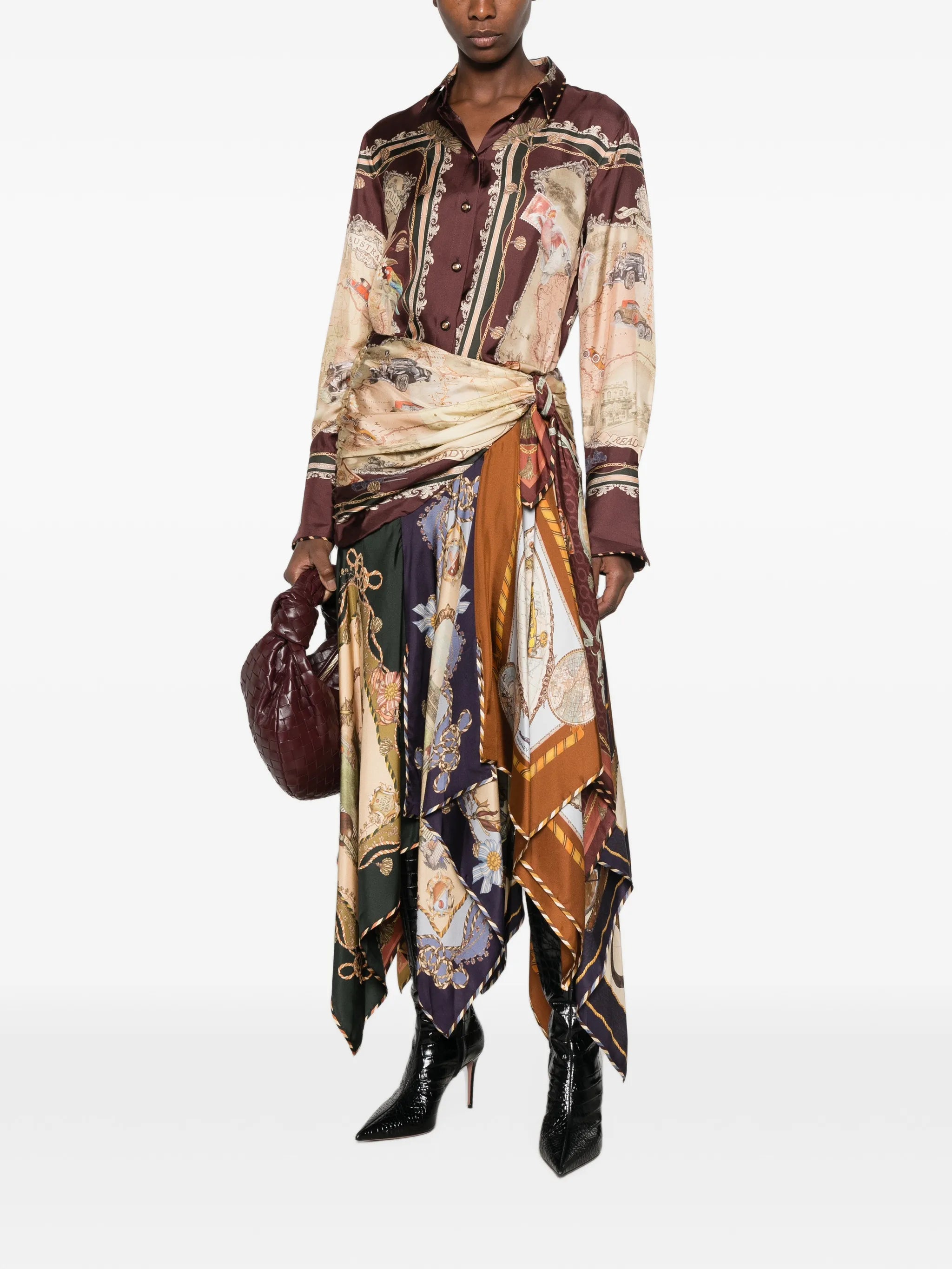 spliced scarf handkerchief-hem skirt