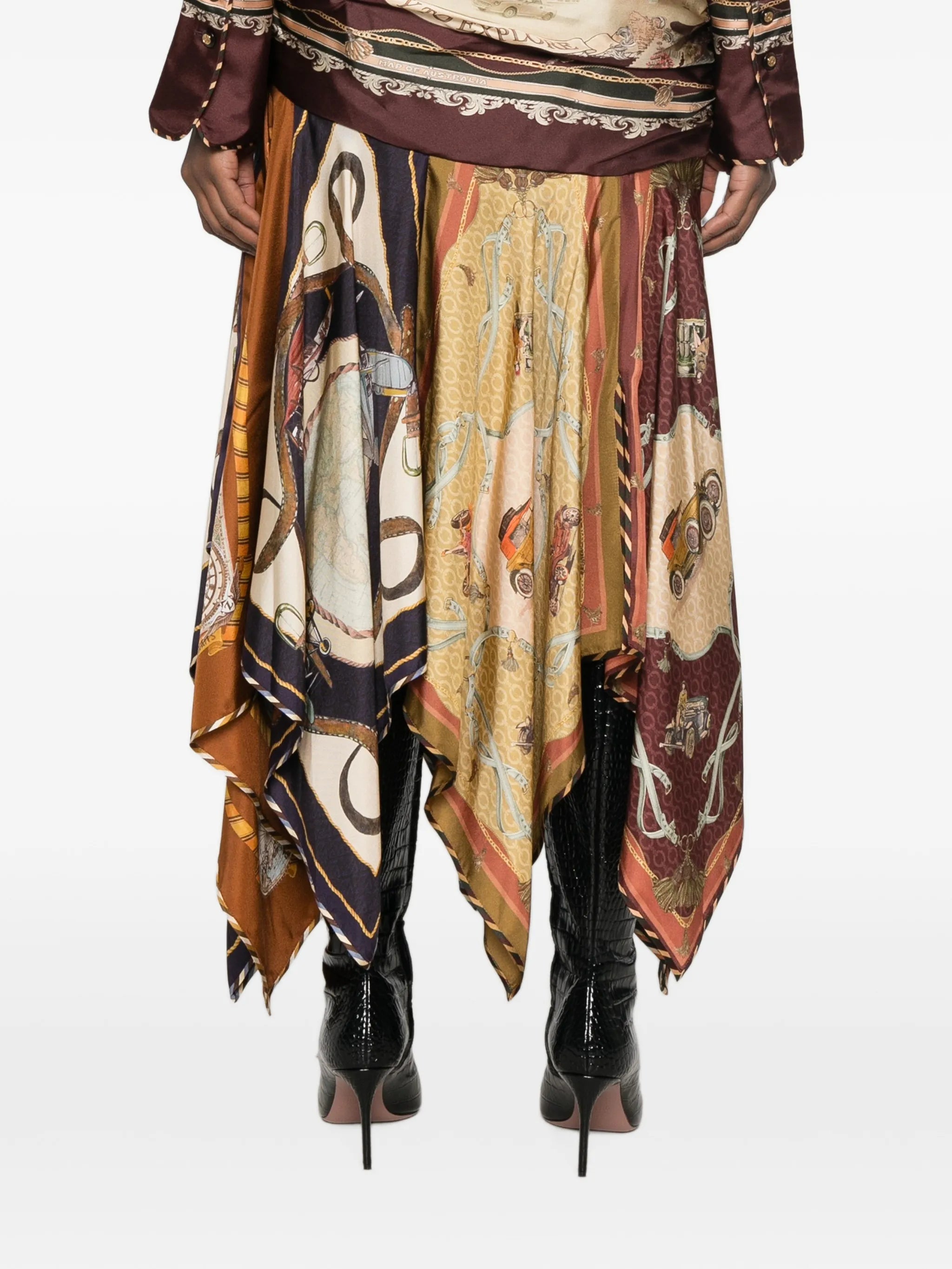 spliced scarf handkerchief-hem skirt