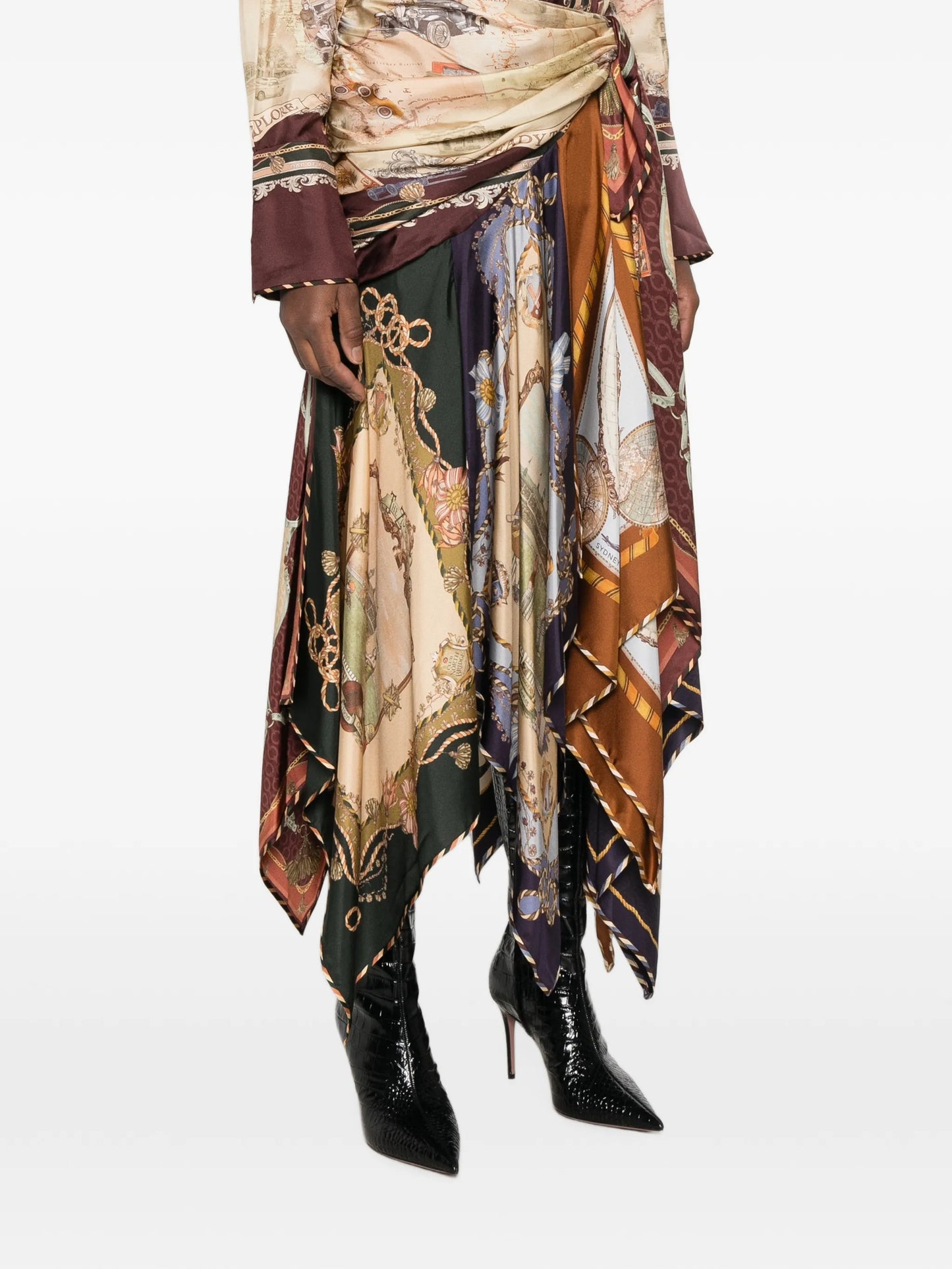 spliced scarf handkerchief-hem skirt