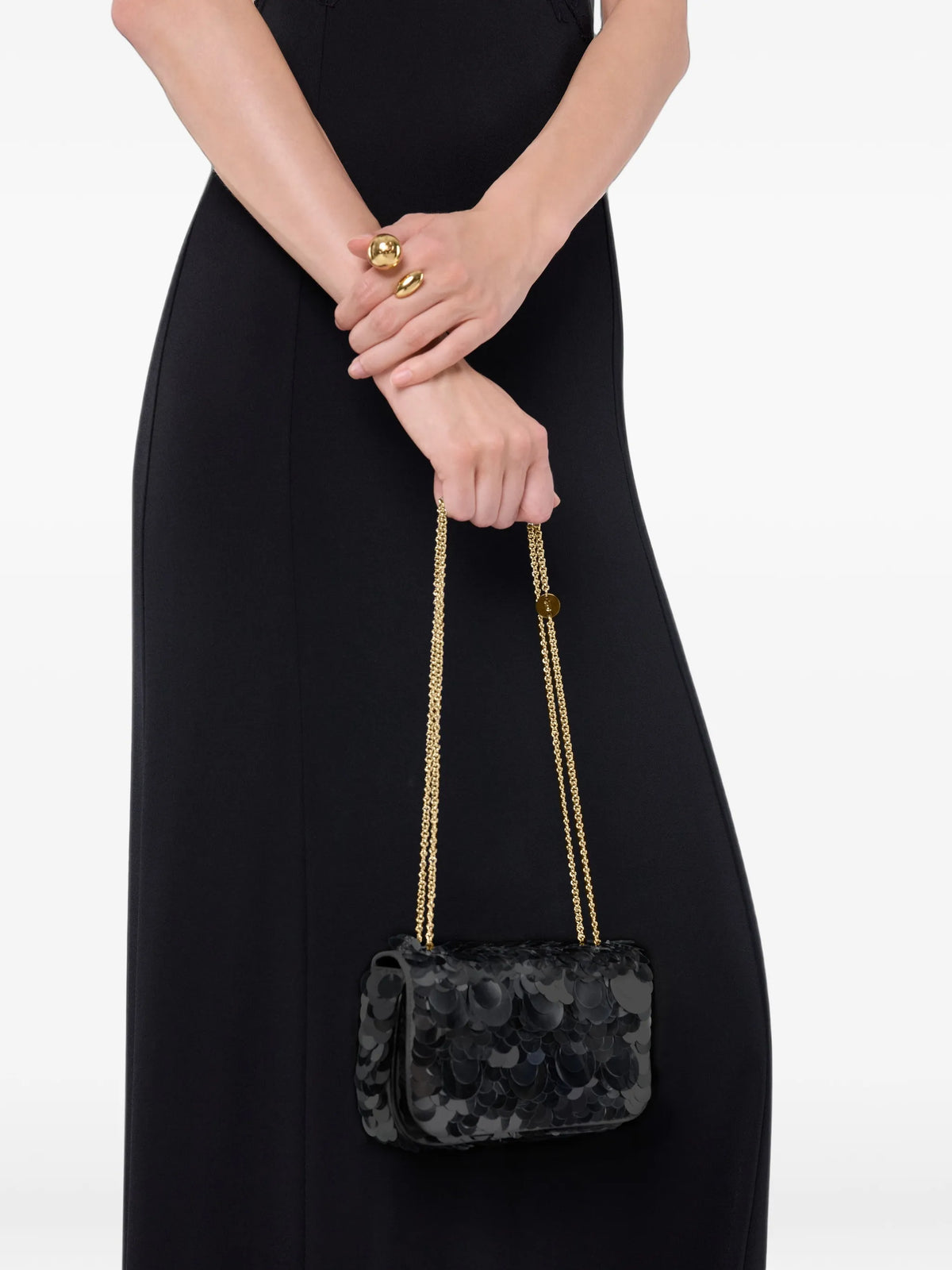 sparkle bag with black sequin embroidery