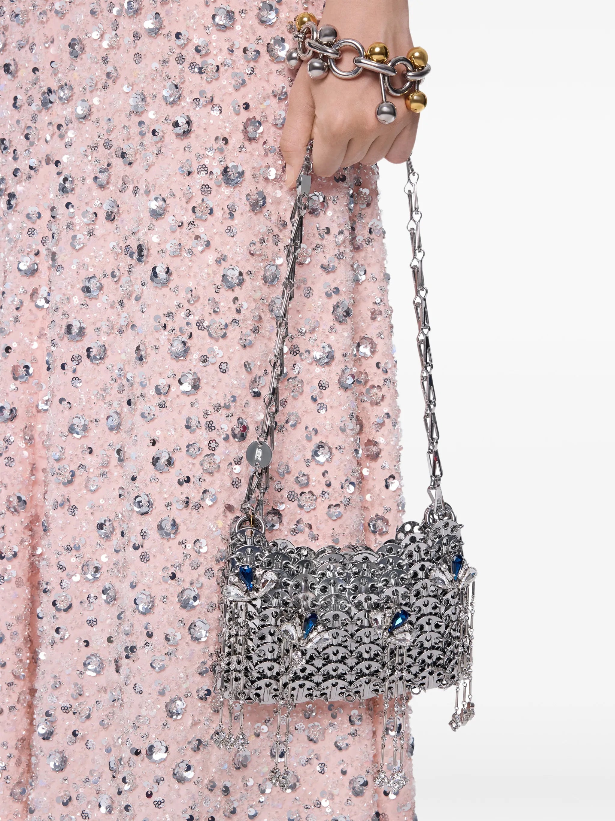 1969 Nano silver bag with blue and silver signature jewels