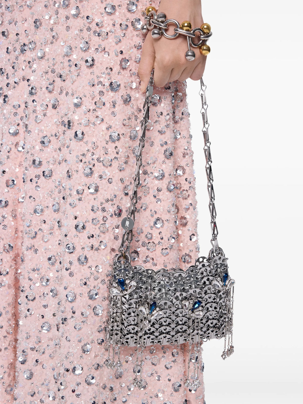 1969 Nano silver bag with blue and silver signature jewels