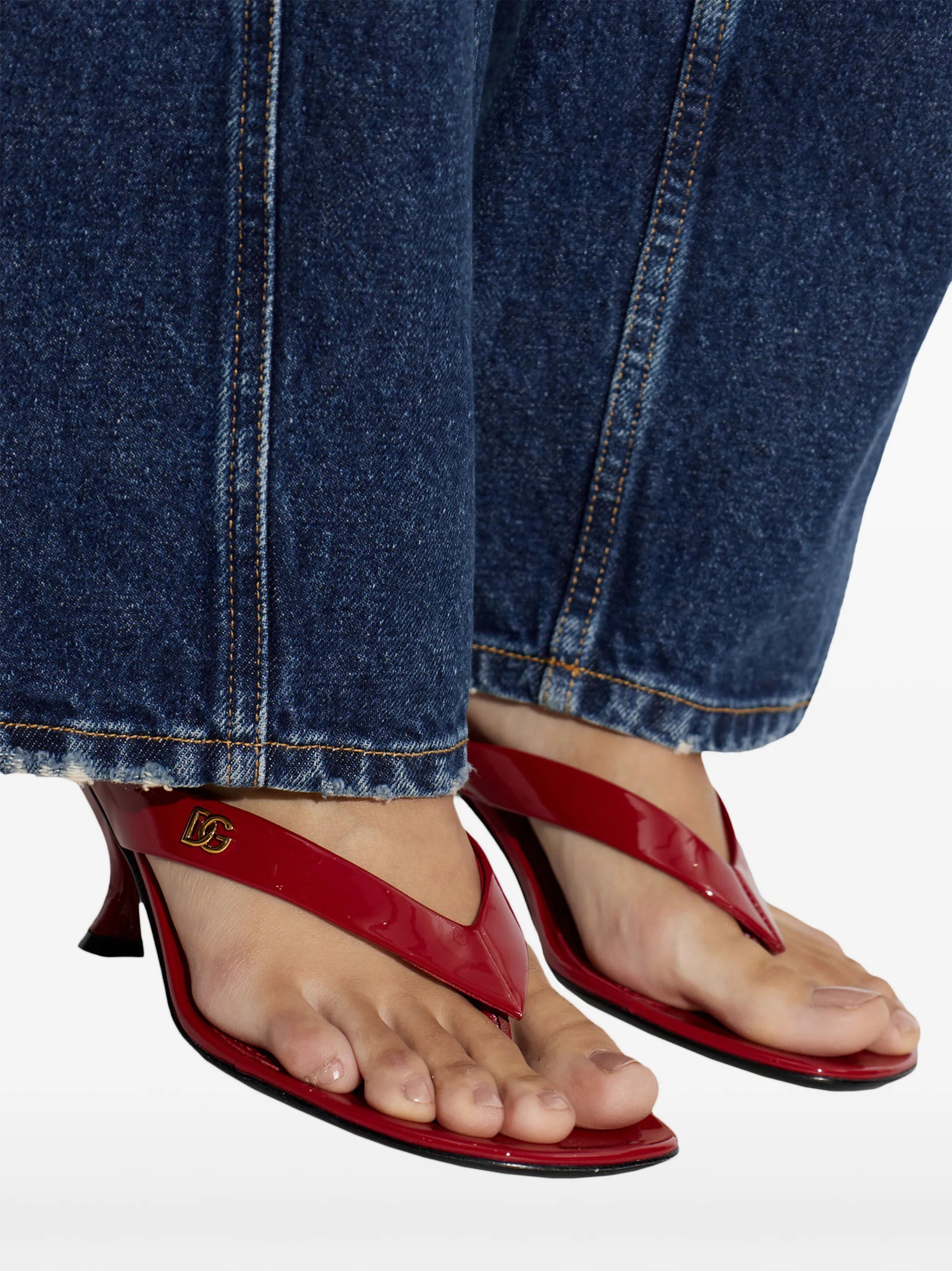 DG logo patent leather sandals