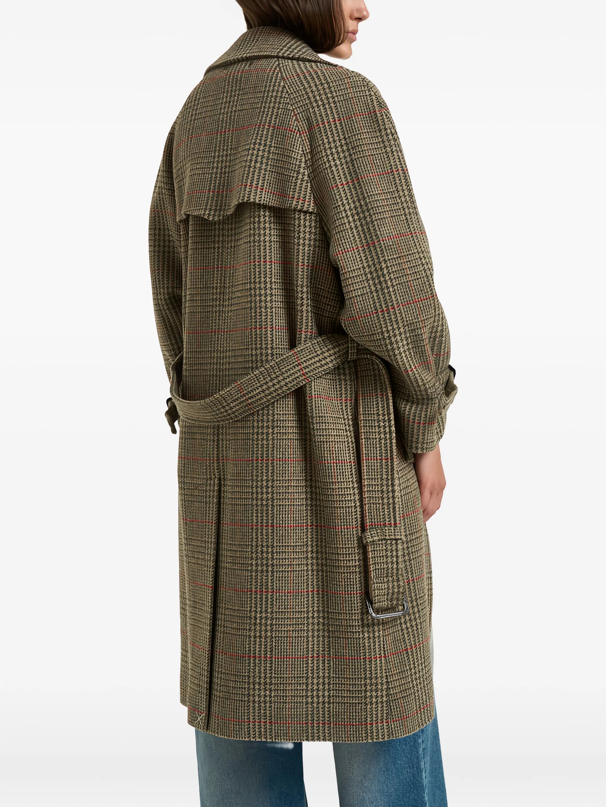 check-pattern double-breasted wool coat