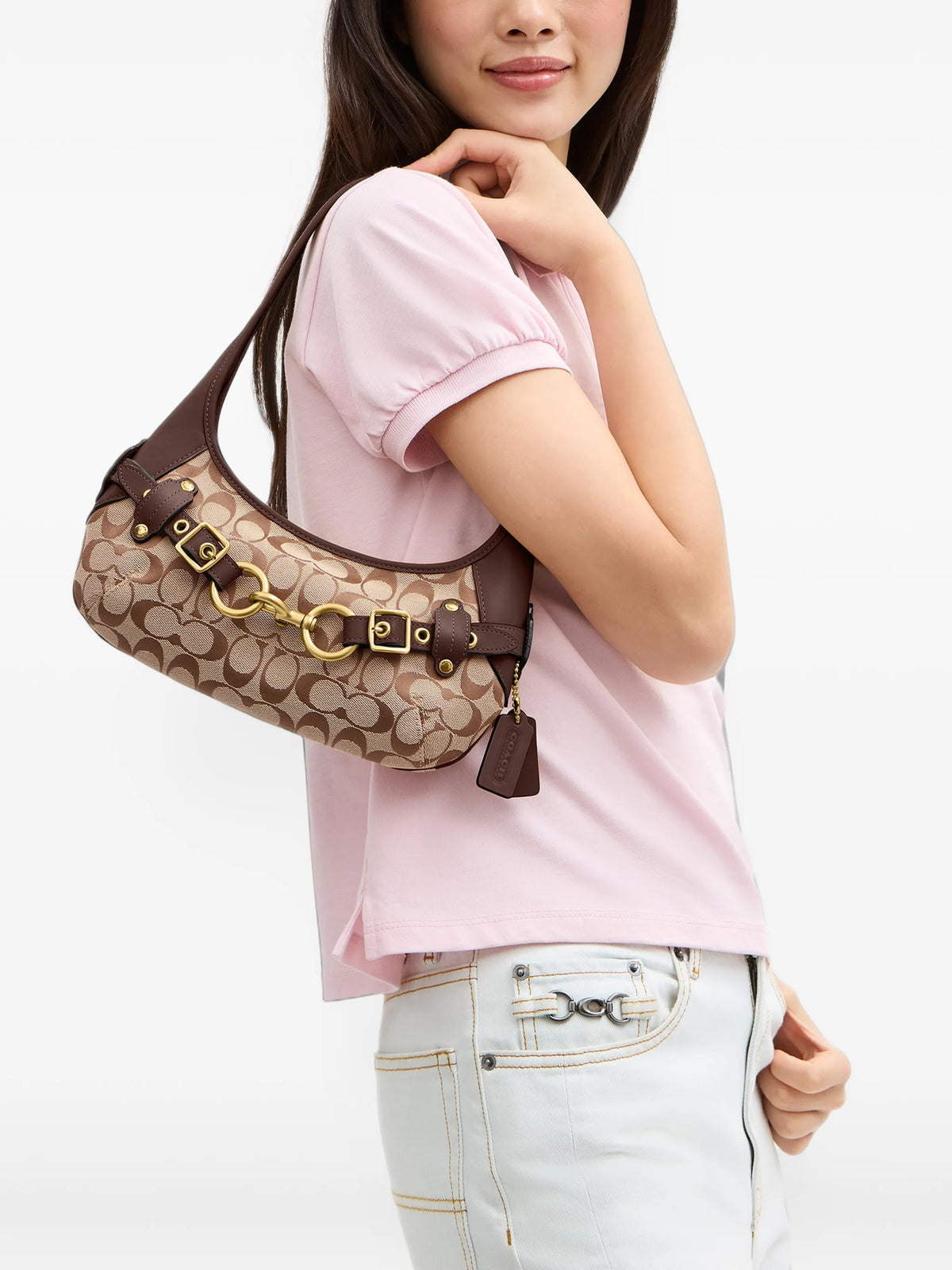 belted Ergo shoulder bag 26 In Signature jacquard