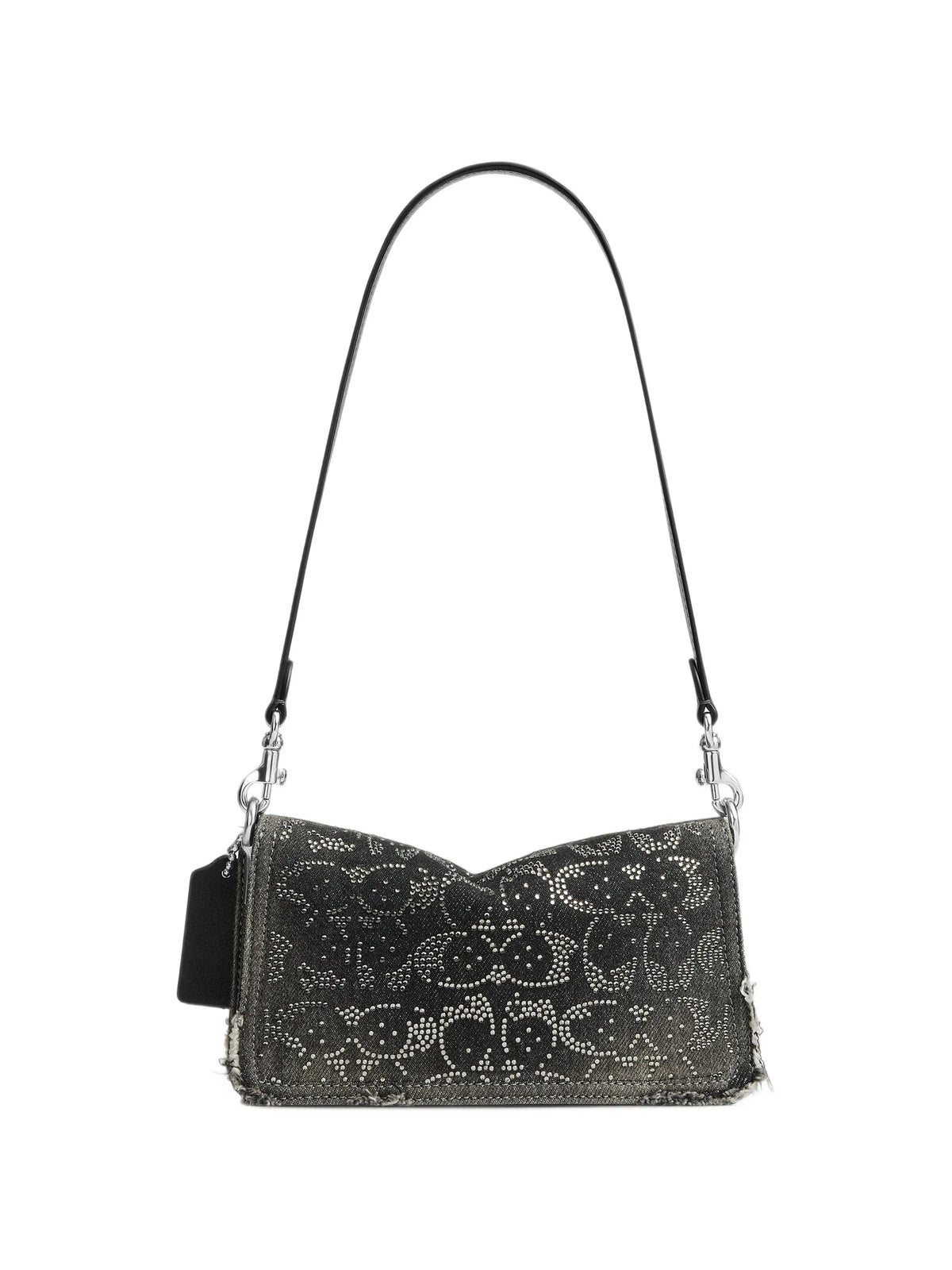 Tabby shoulder bag 20 in regenerative cotton denim with loved crystal Signature