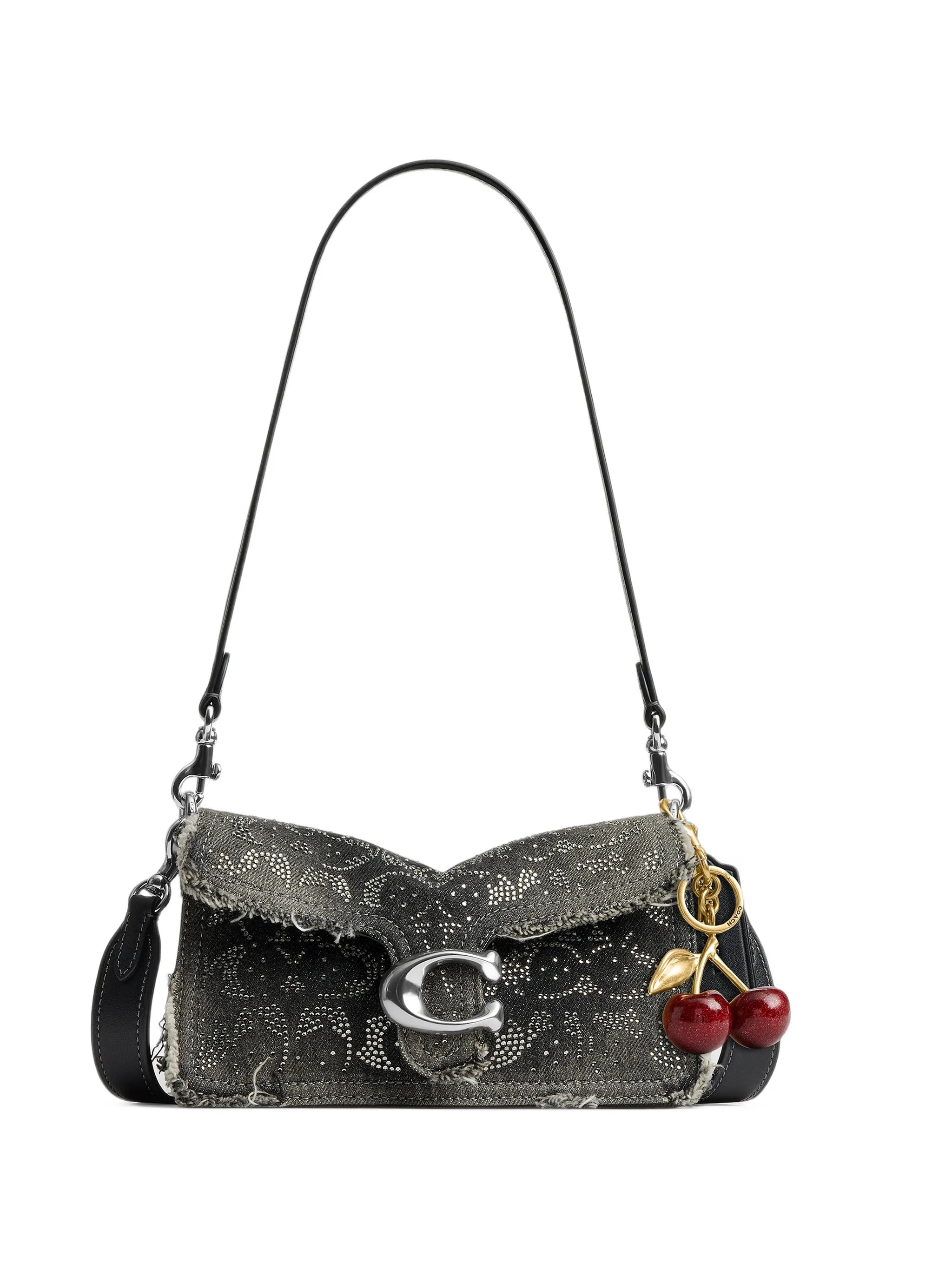 Tabby shoulder bag 20 in regenerative cotton denim with loved crystal Signature