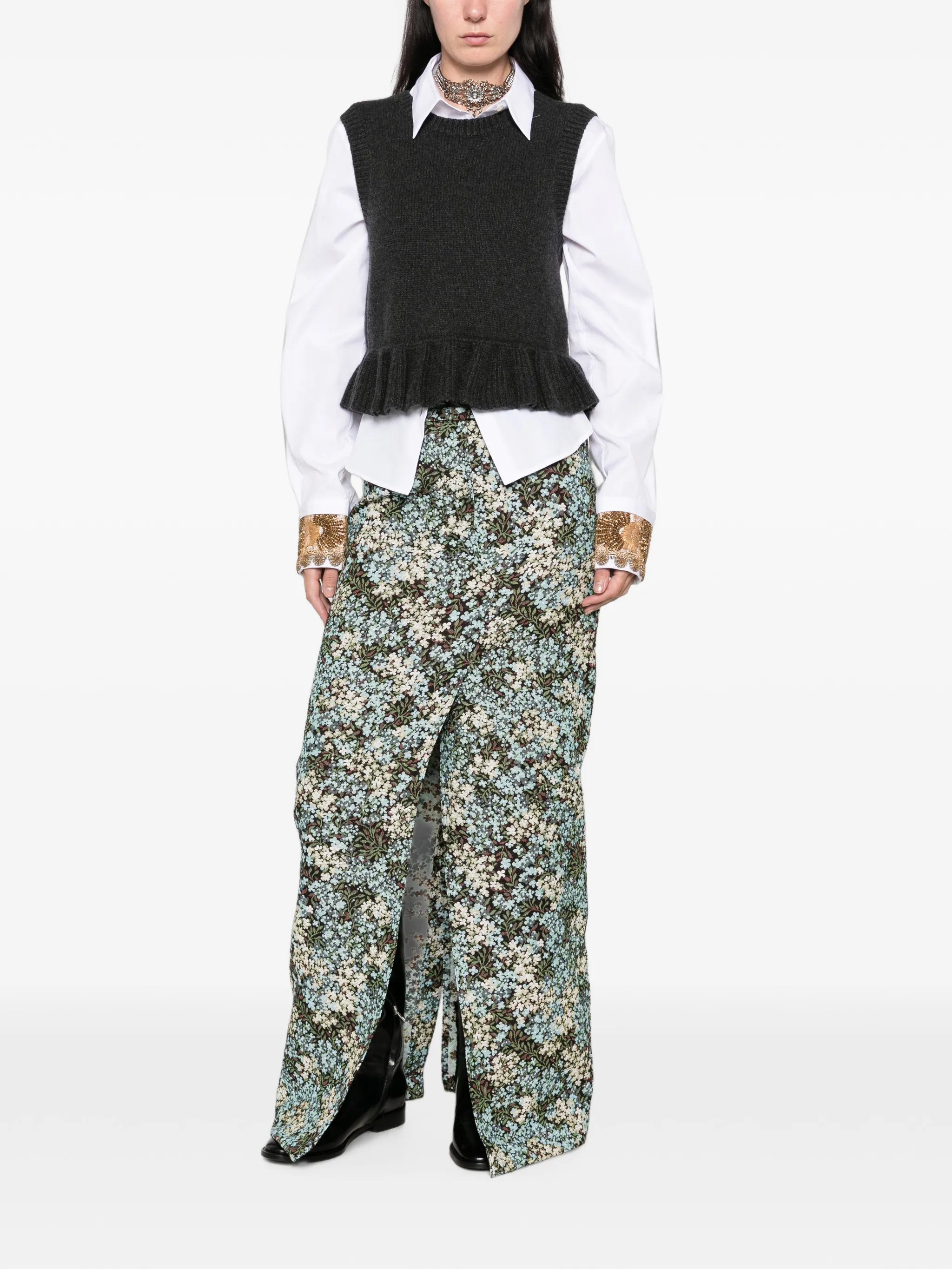 embellished-cuffs shirt