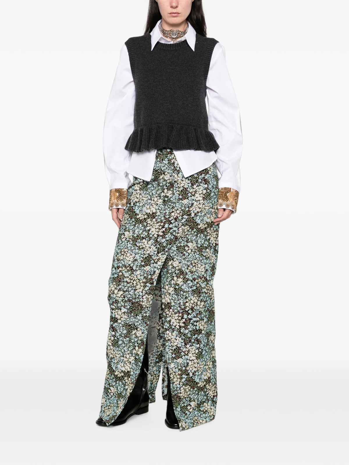 embellished-cuffs shirt