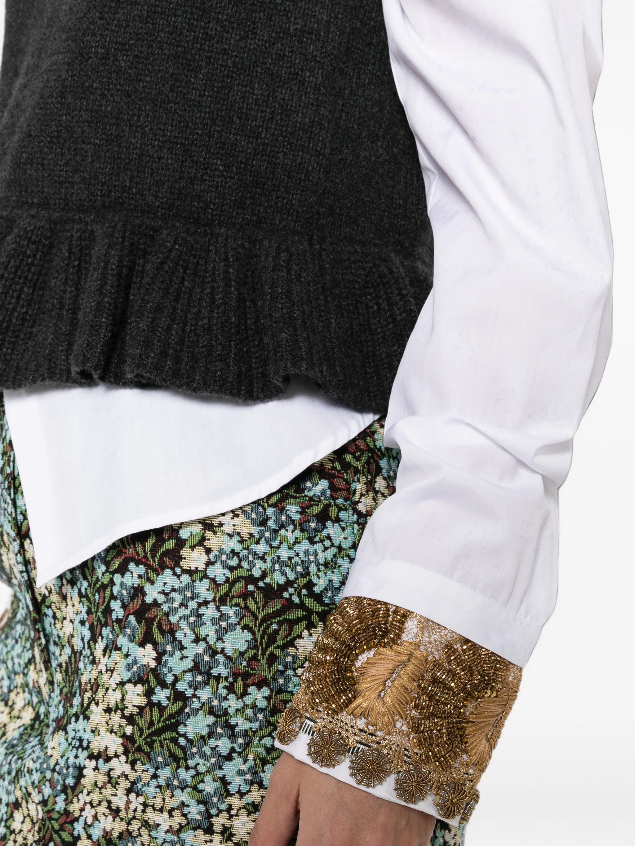 embellished-cuffs shirt