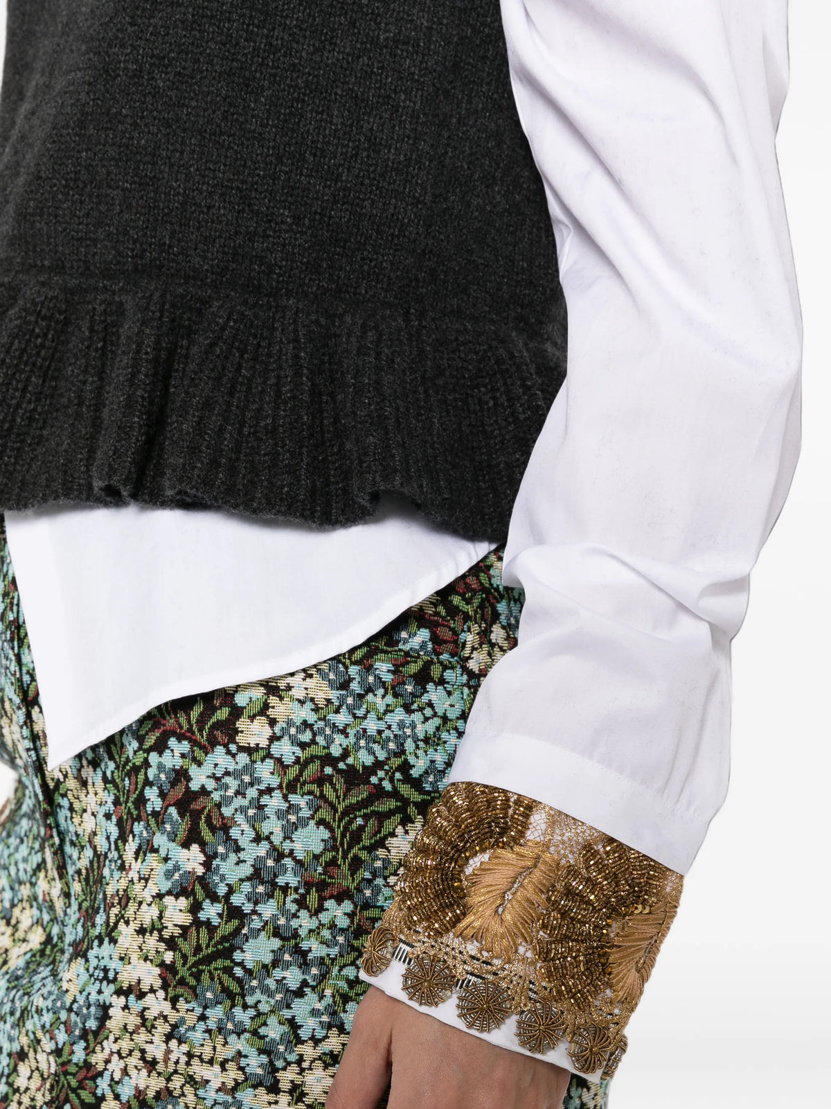 embellished-cuffs shirt