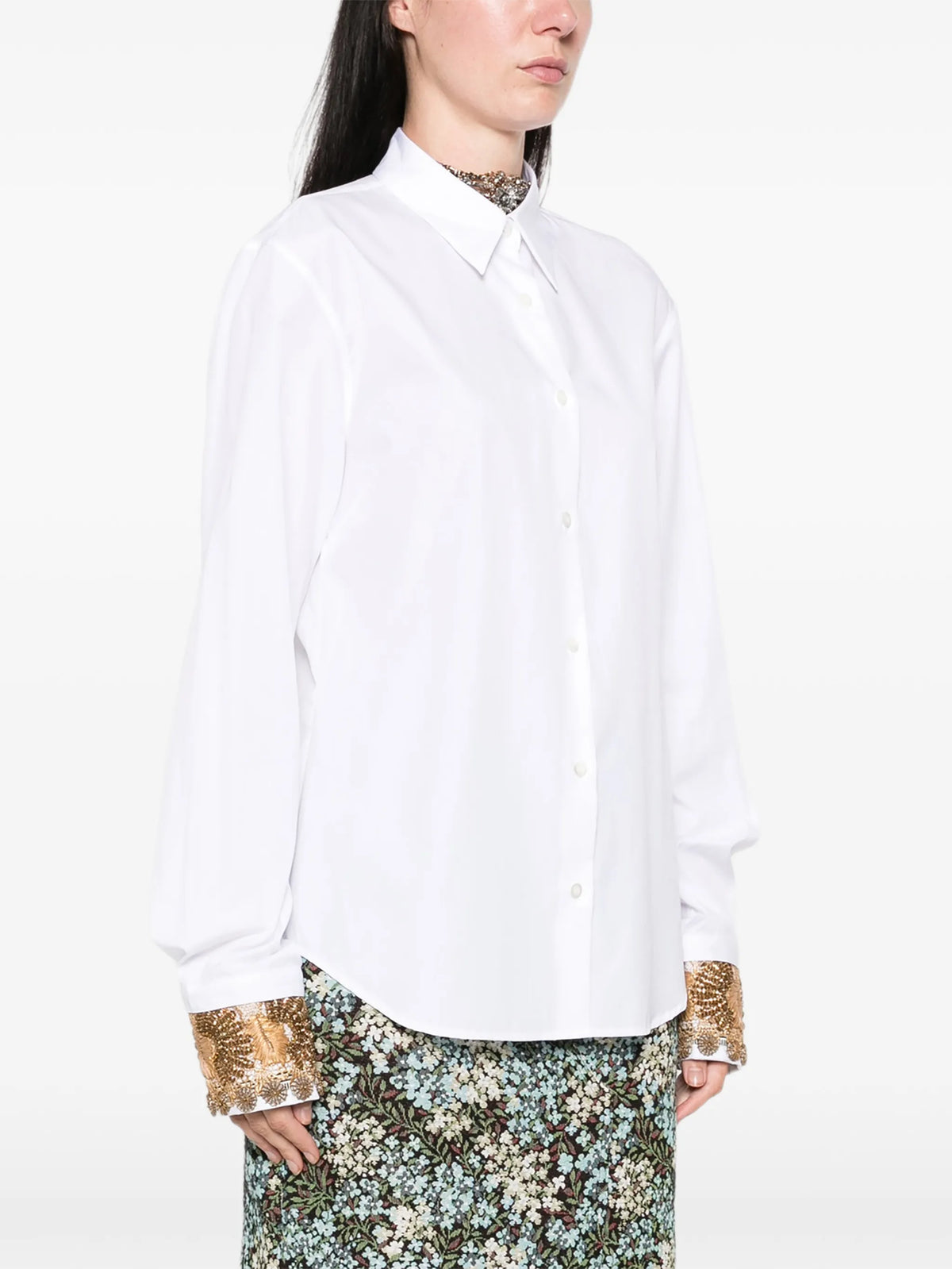 embellished-cuffs shirt