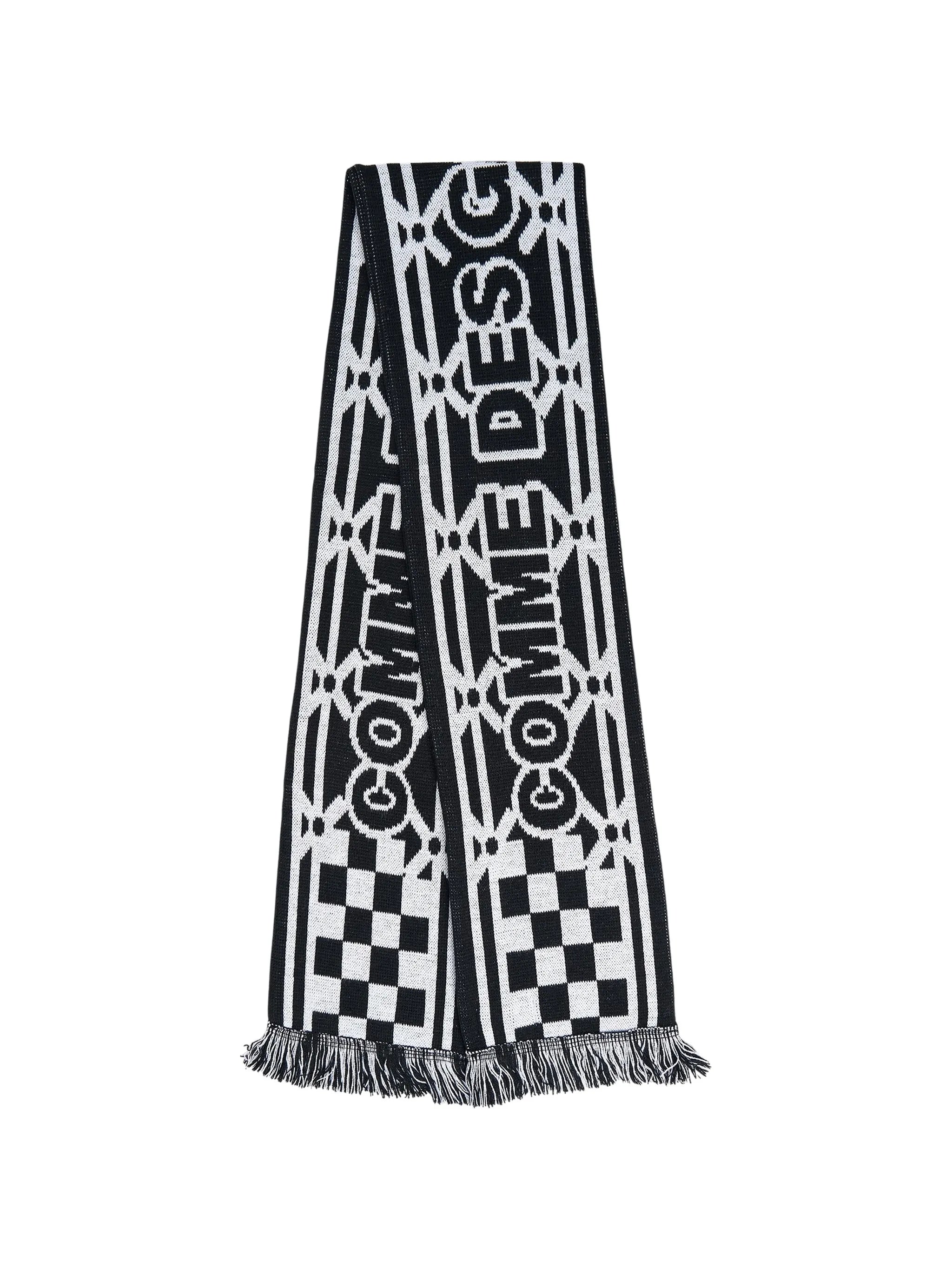 logo-intarsia fringed scarf