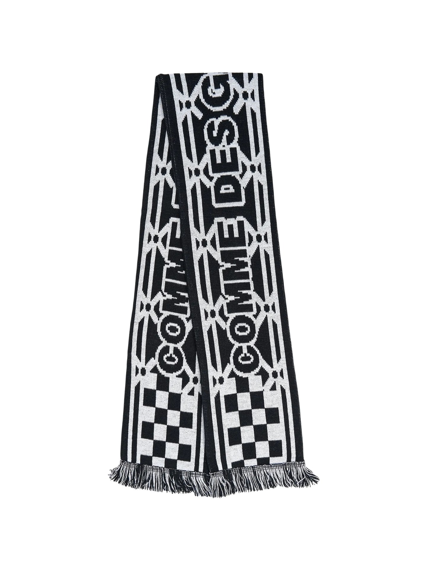 logo-intarsia fringed scarf