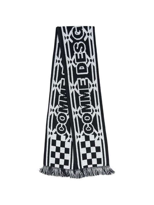 logo-intarsia fringed scarf